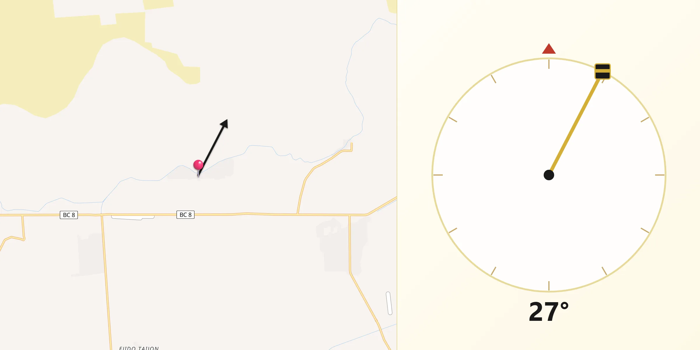 Dirección de la Qibla desde Ejido Netzahualcóyotl