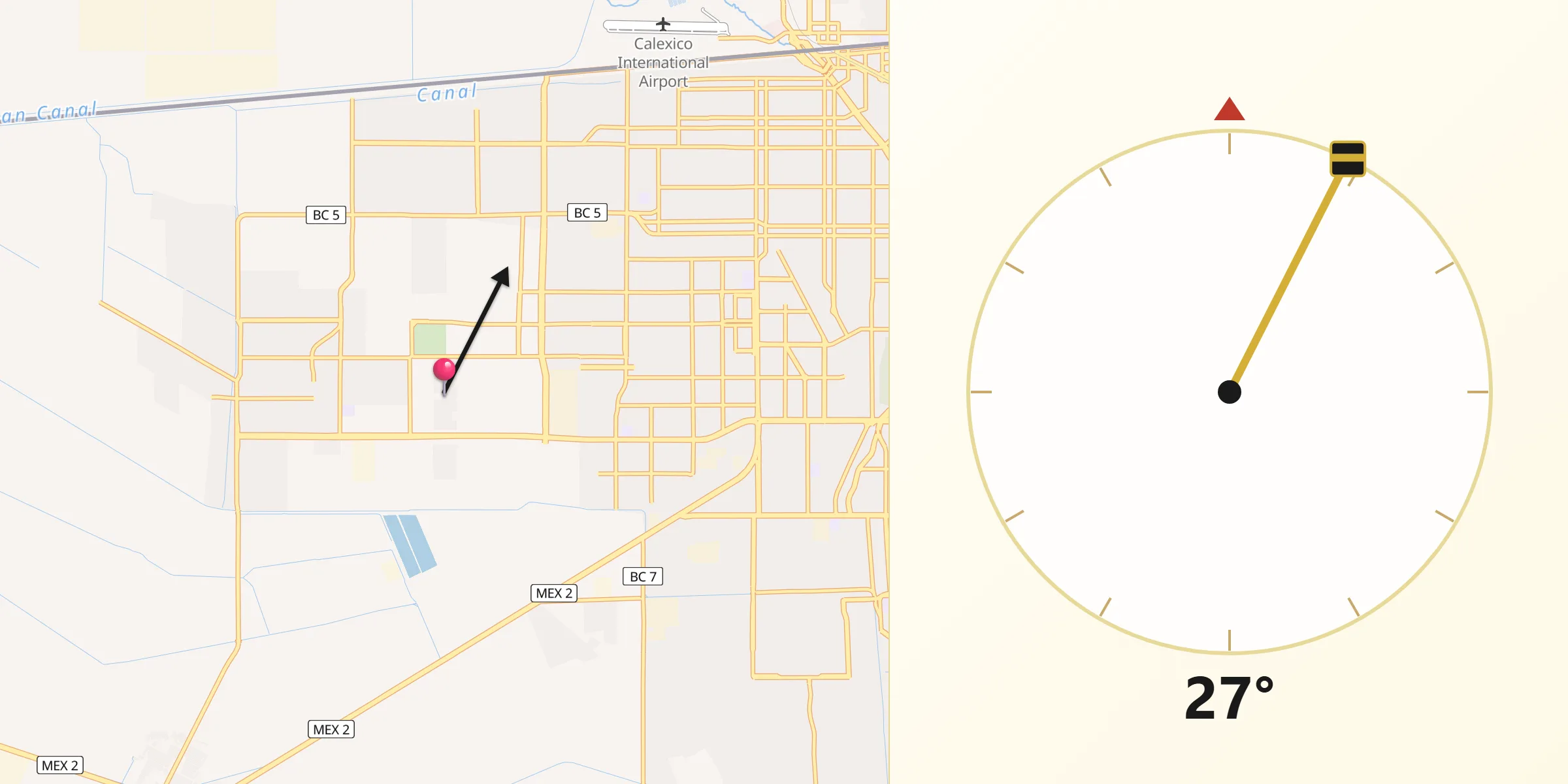 Dirección de la Qibla desde Viñas del Sol