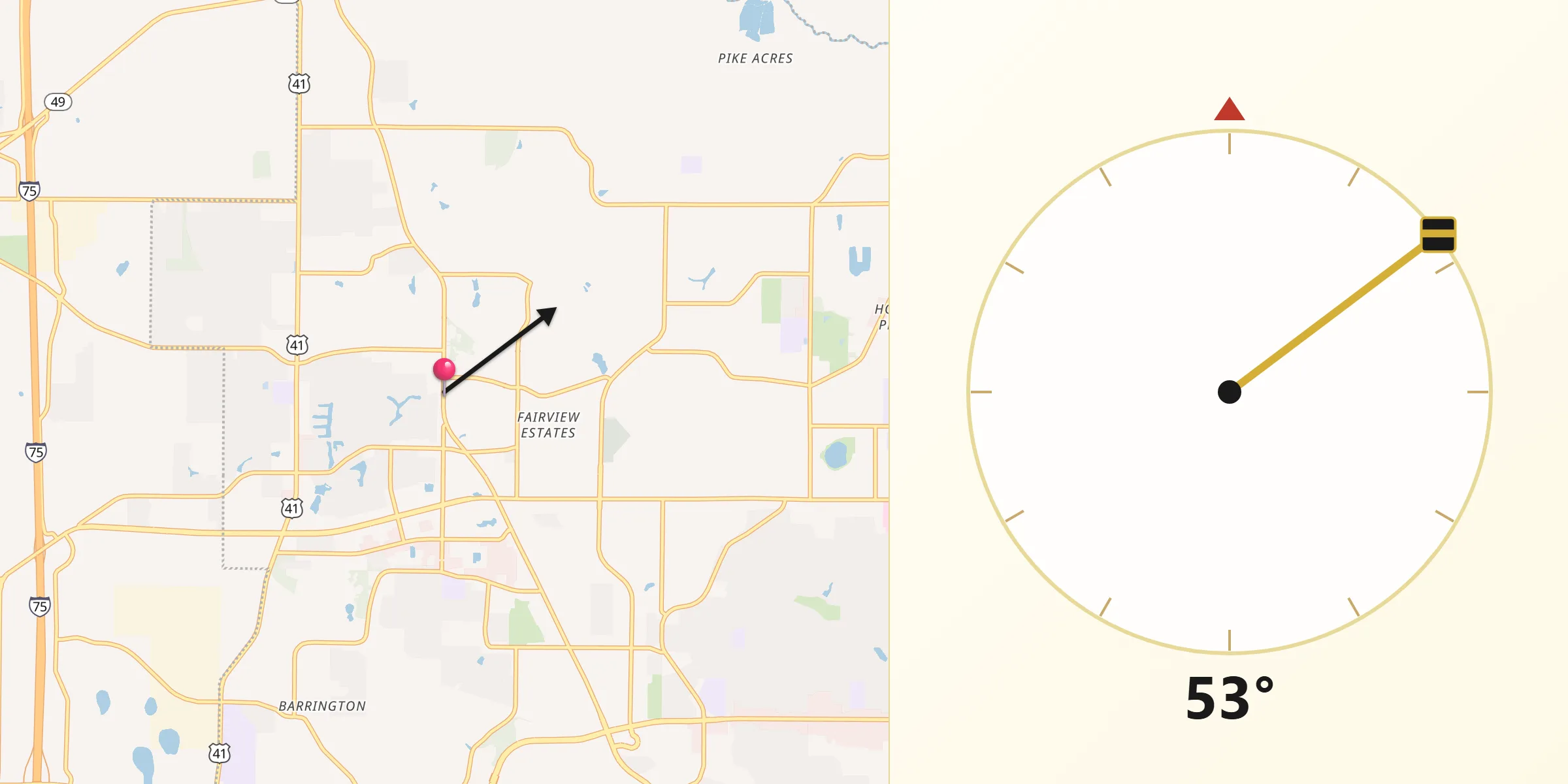 Qibla Direction from Centerville