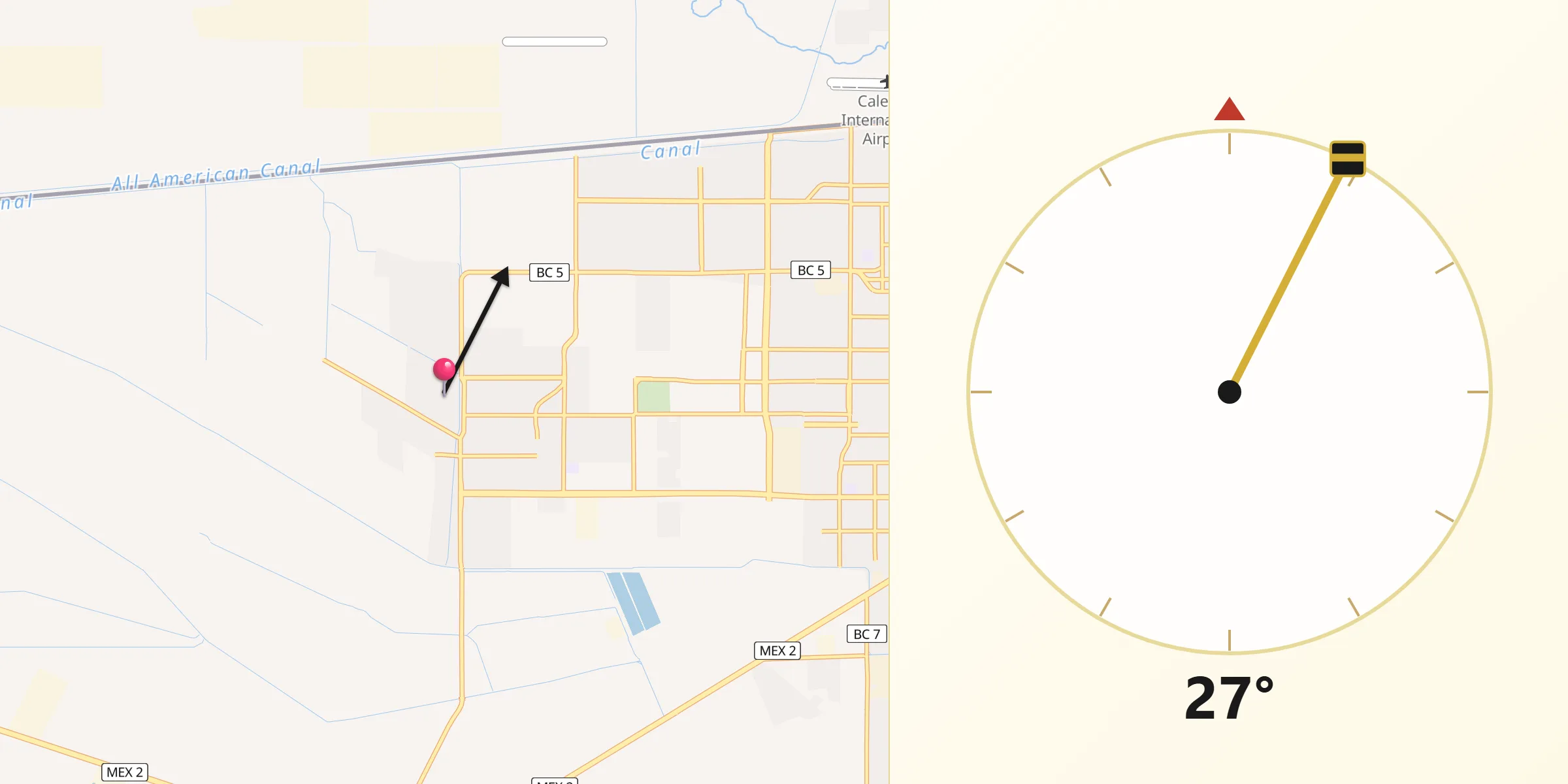 Dirección de la Qibla desde Santa Isabel
