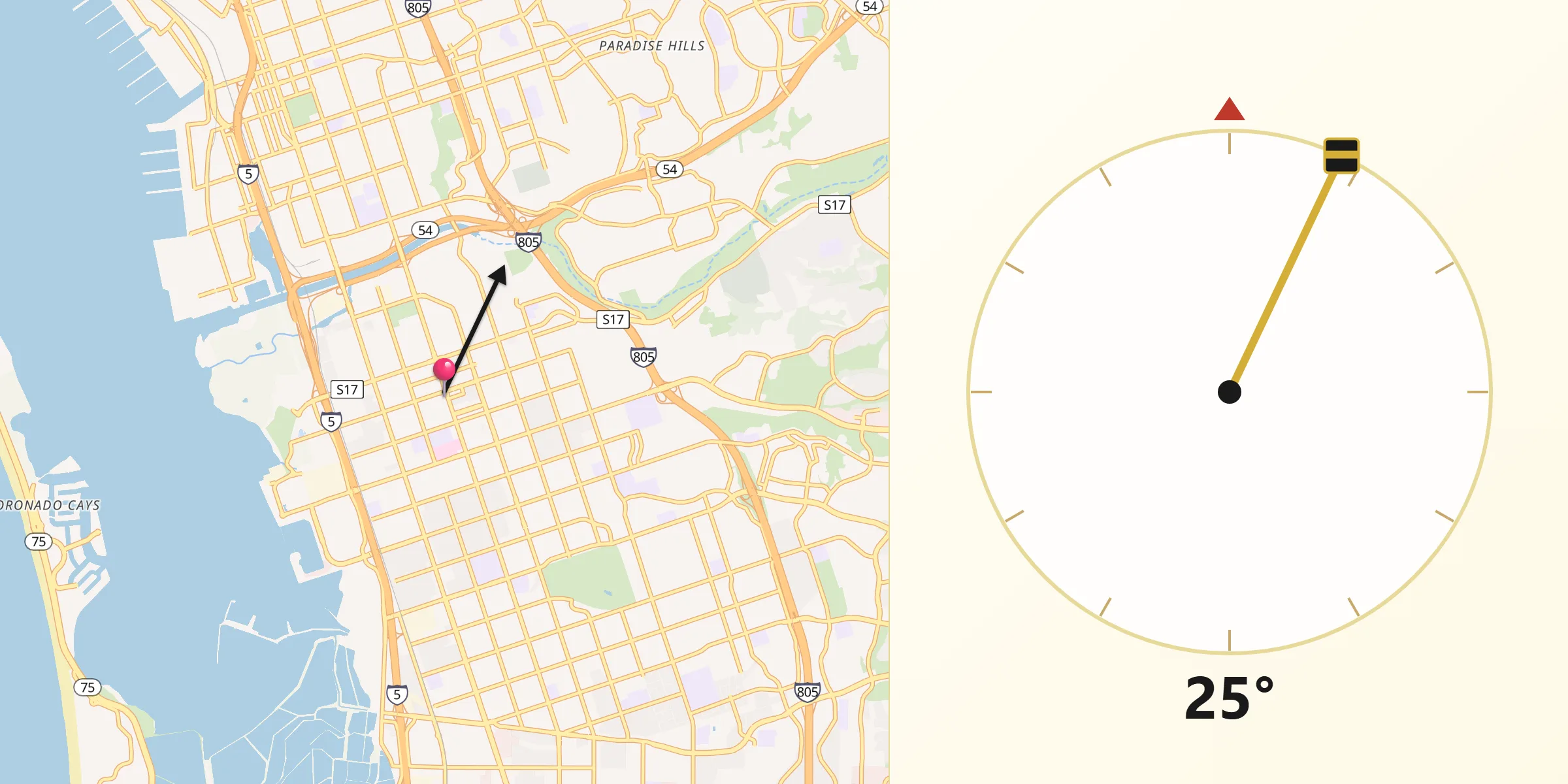 Qibla Direction from Chula Vista