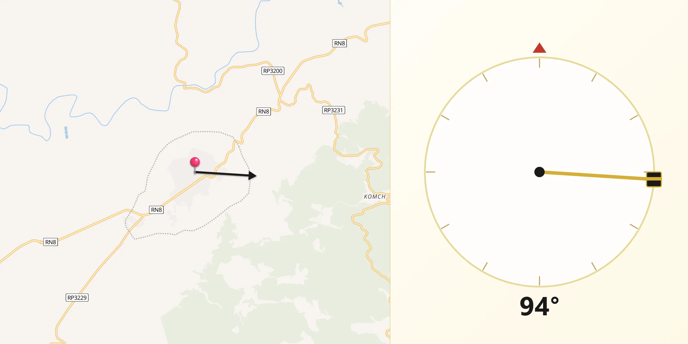 Direction vers la Qibla depuis Zawyat ech Cheïkh