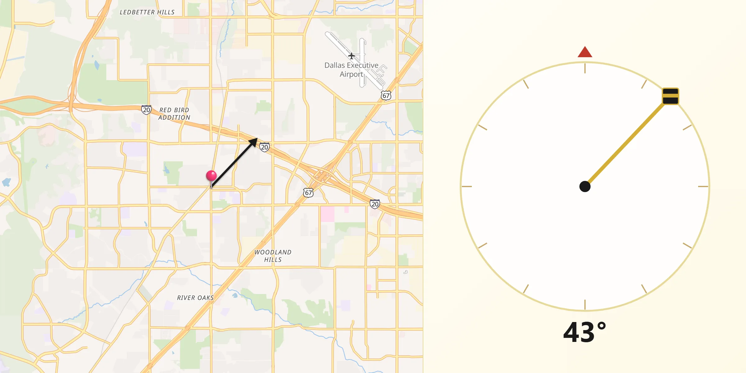 Qibla Direction from Duncanville
