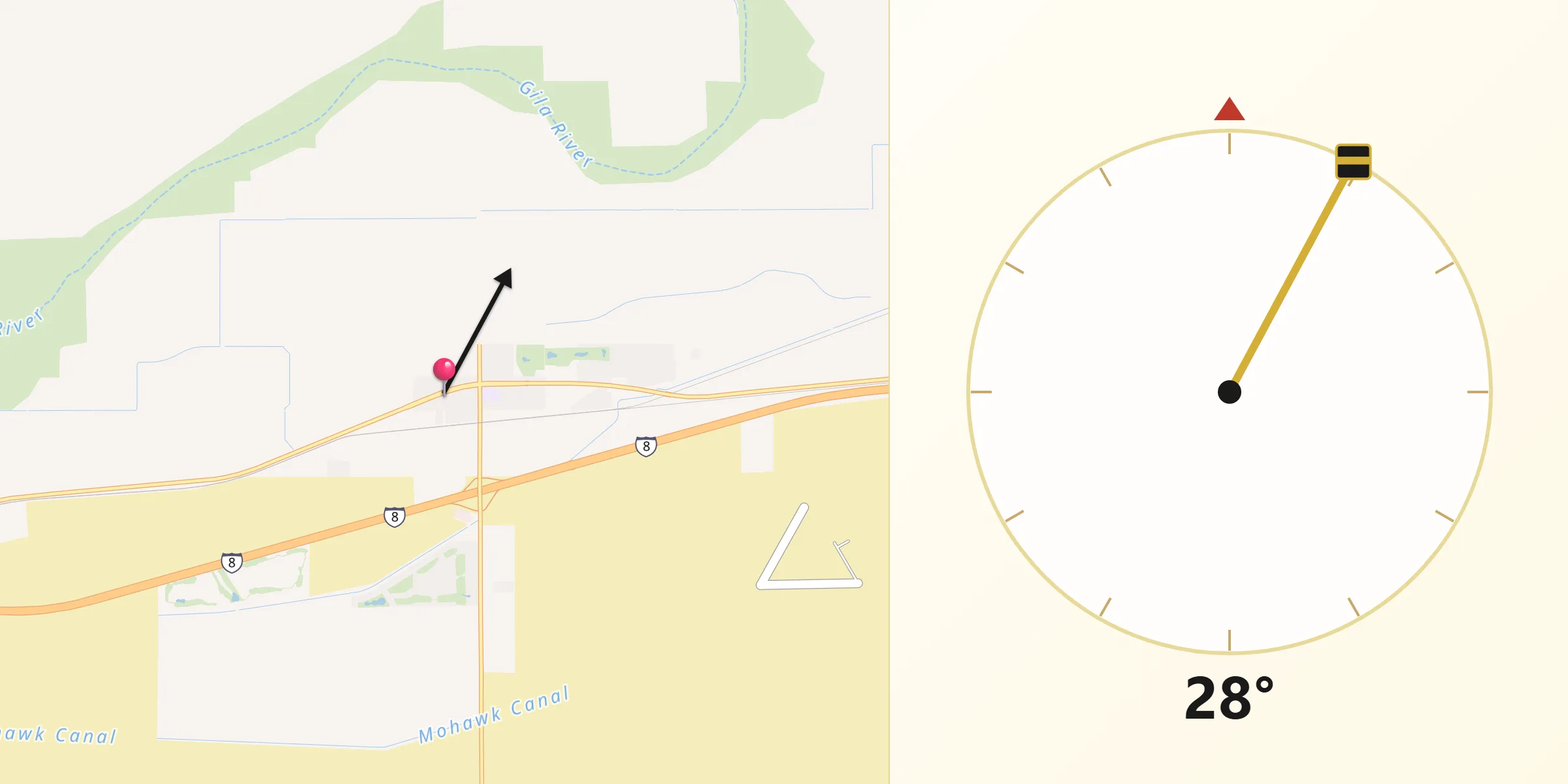 Qibla Direction from Wellton
