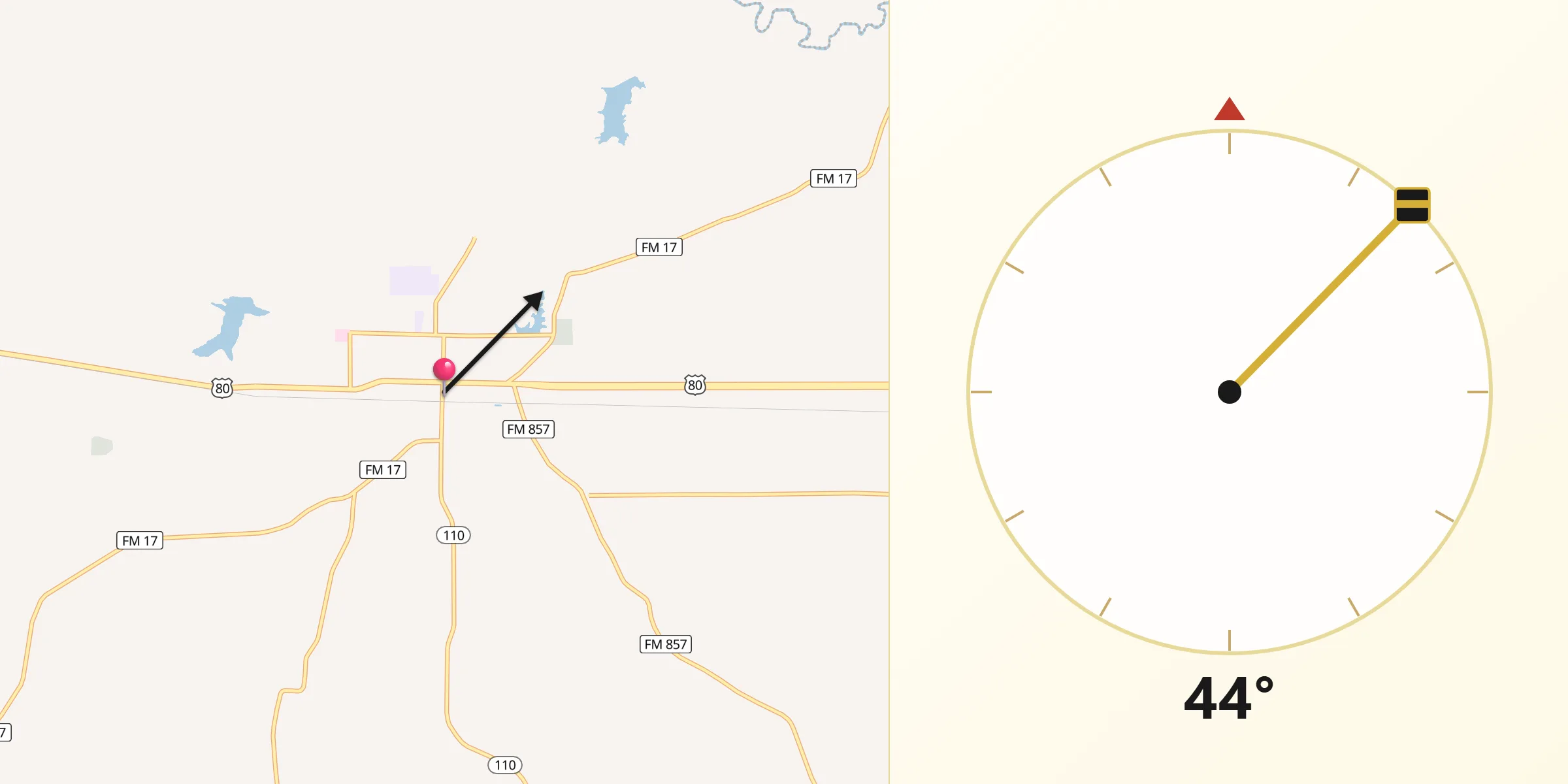 Qibla Direction from Grand Saline