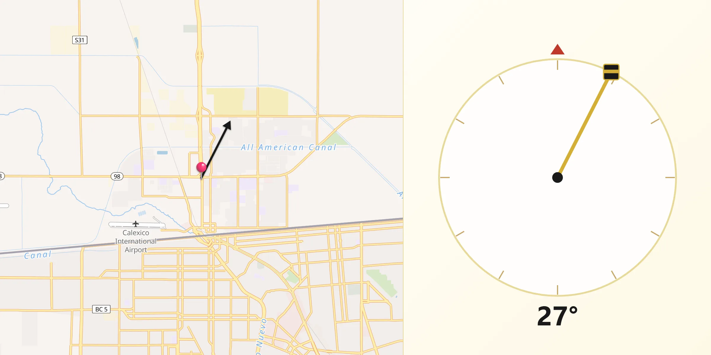 Qibla Direction from Calexico
