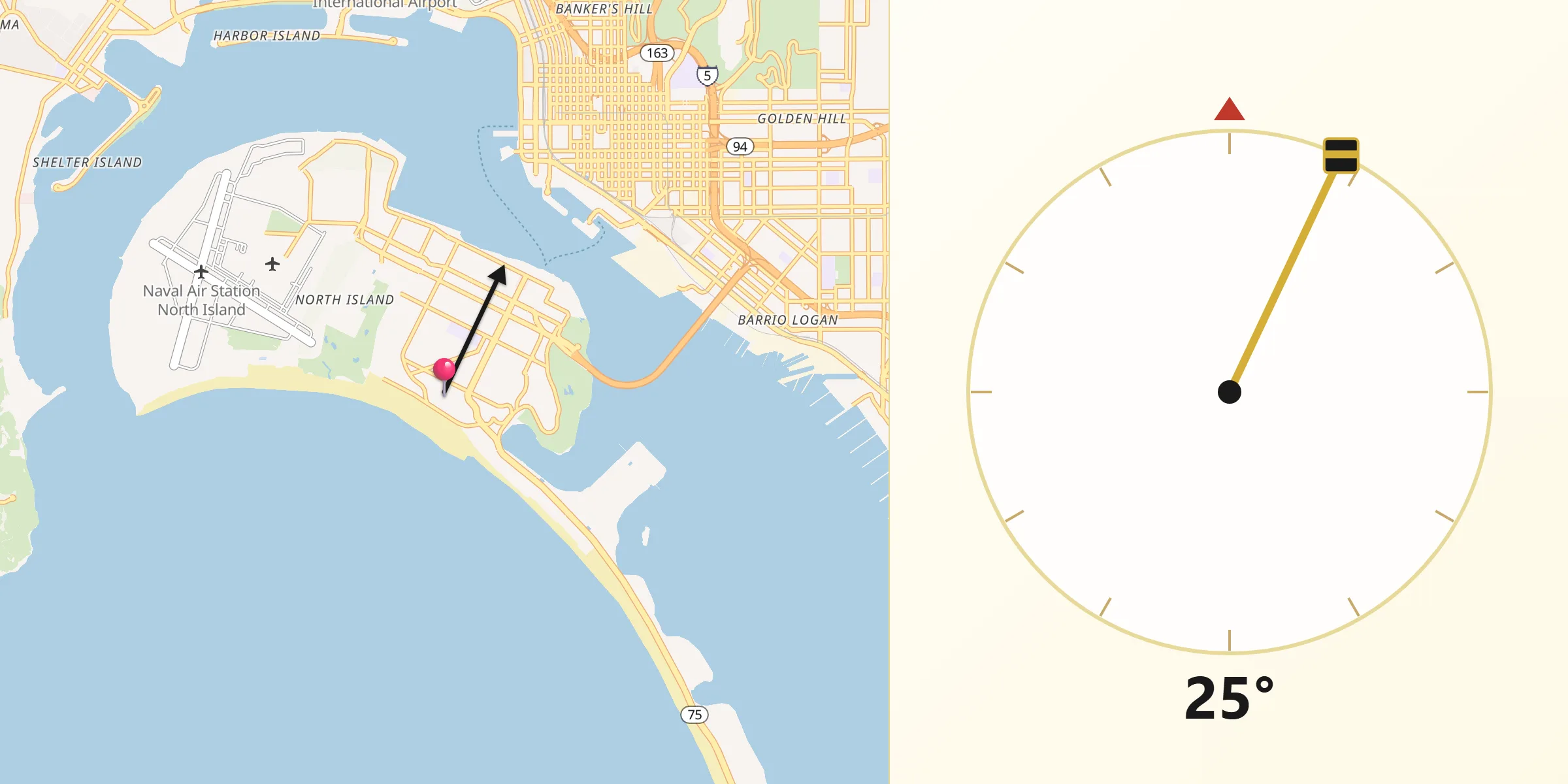 Qibla Direction from Coronado