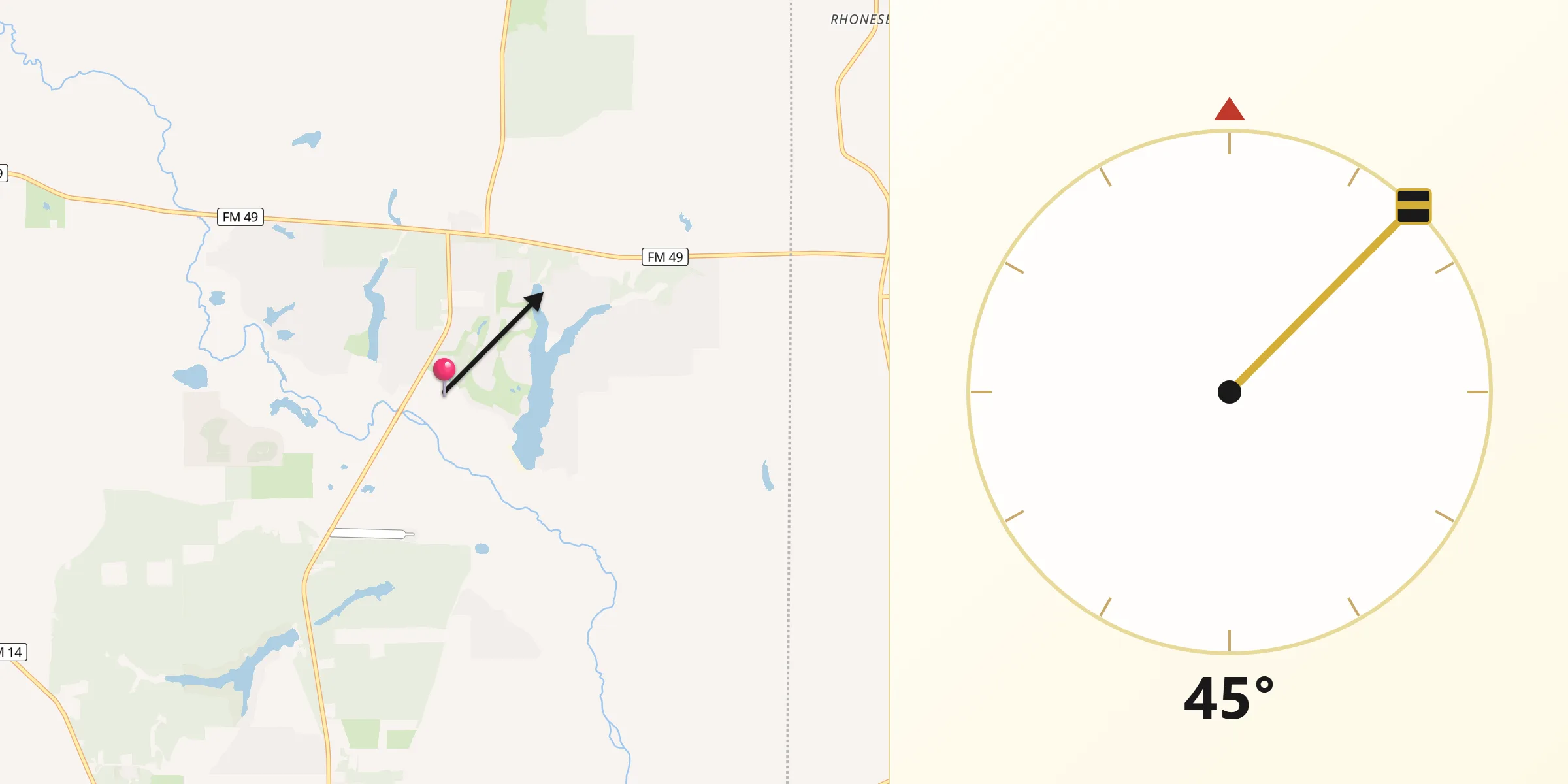 Qibla Direction from Holly Lake Ranch