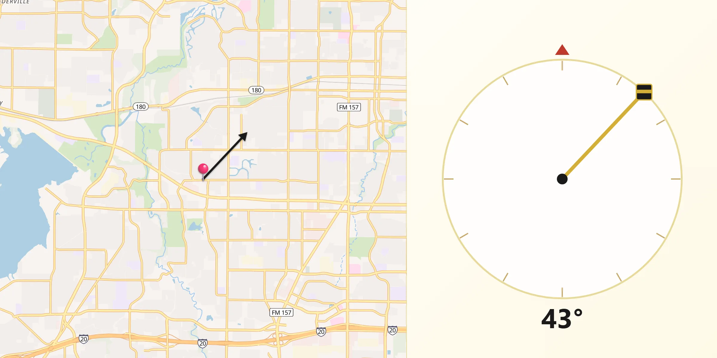 Qibla Direction from Pantego