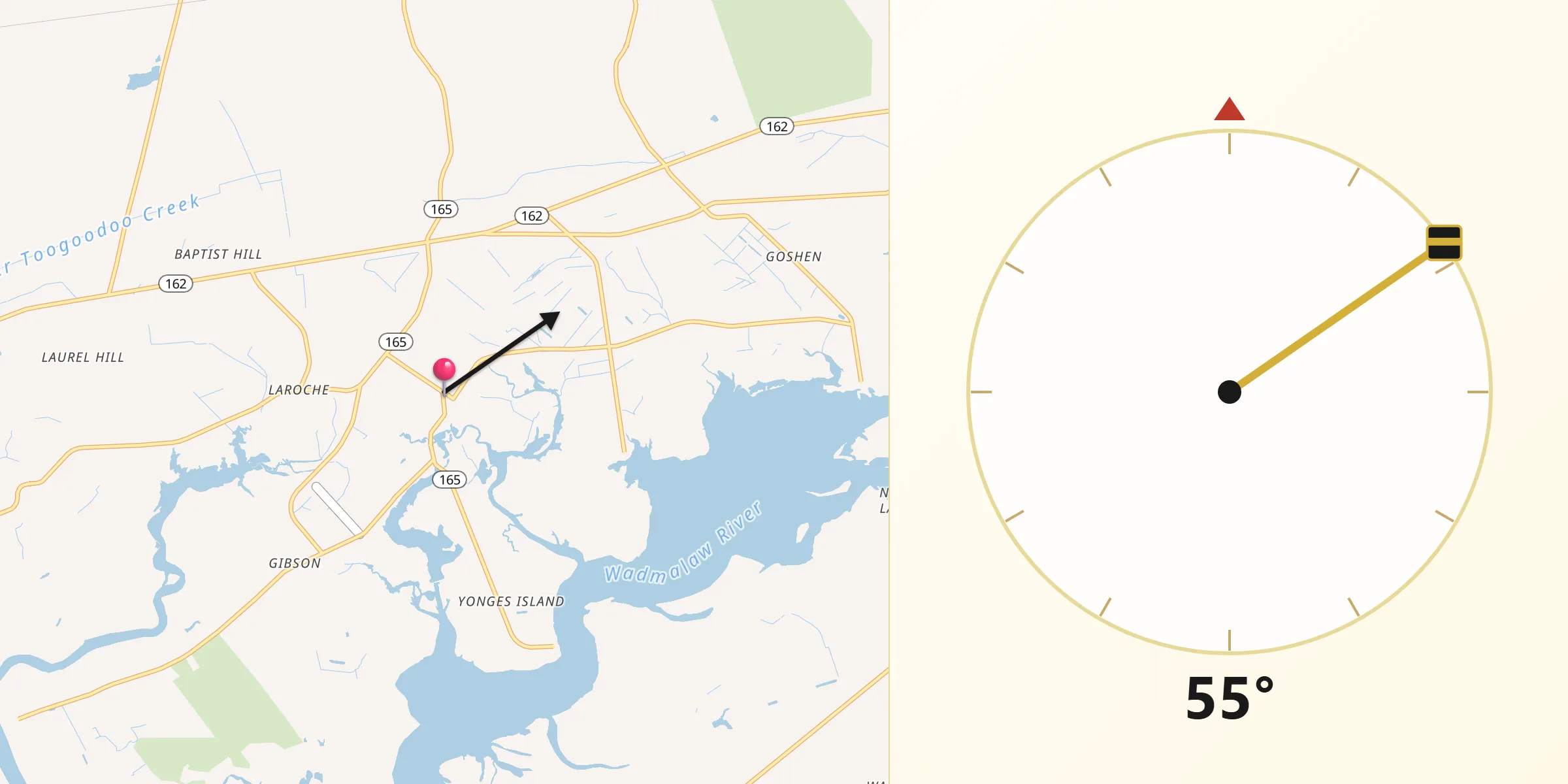 Qibla Direction from Meggett