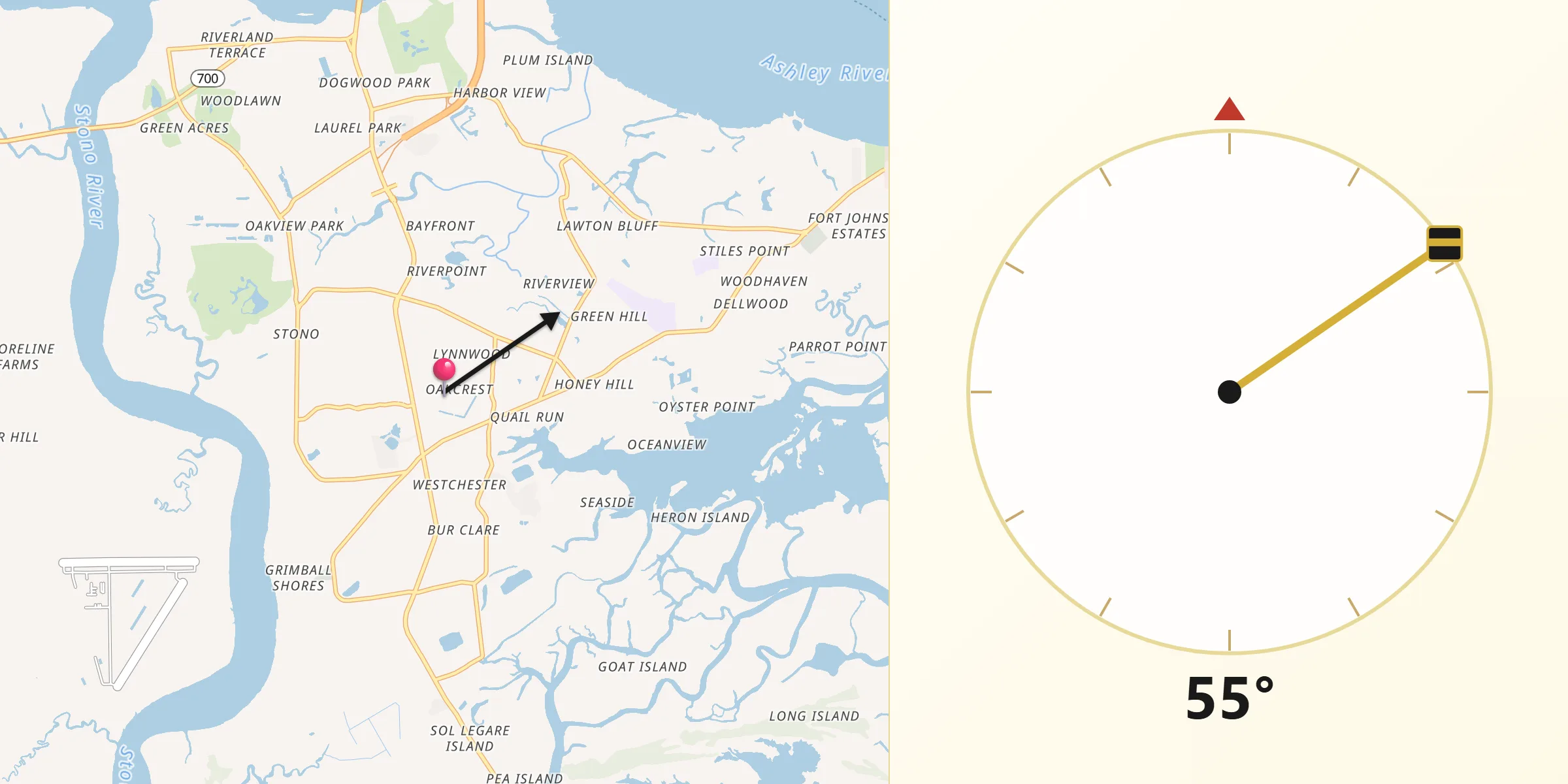 Qibla Direction from James Island