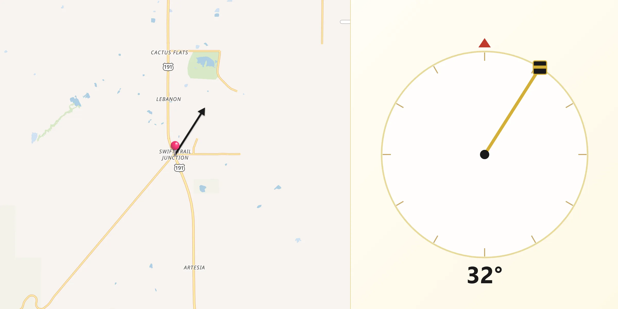 Qibla Direction from Swift Trail Junction