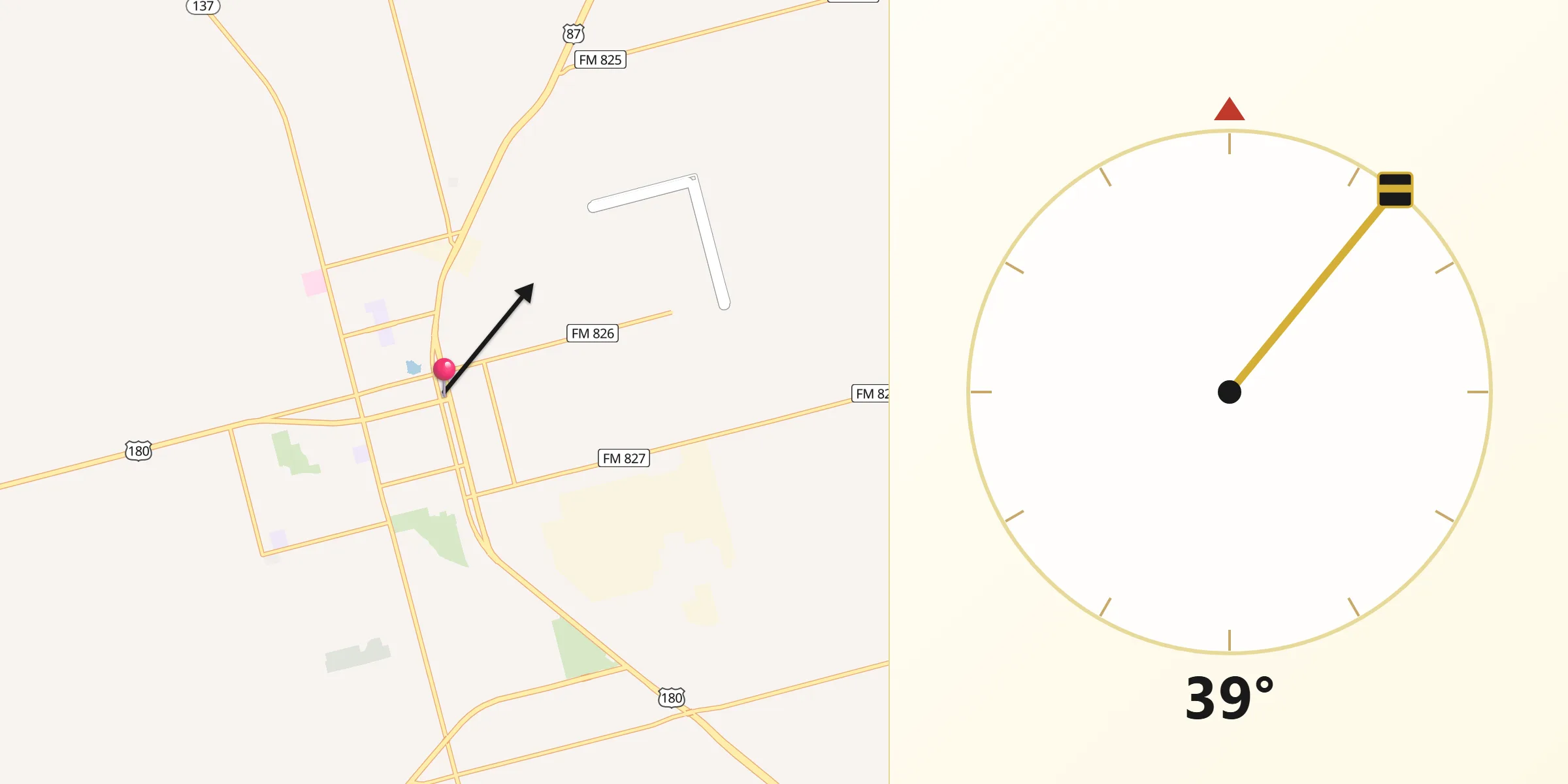 Qibla Direction from Lamesa