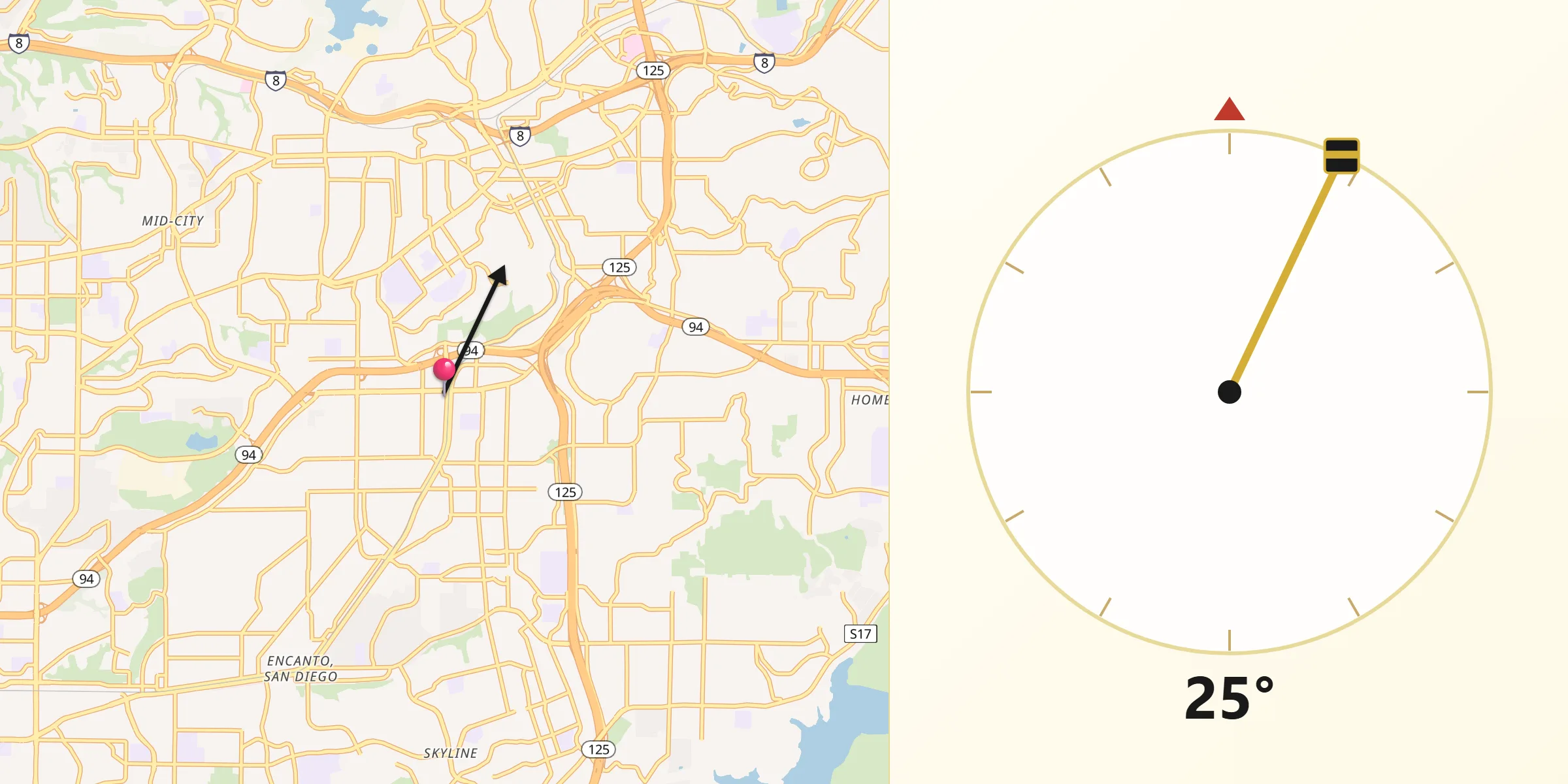 Qibla Direction from Lemon Grove