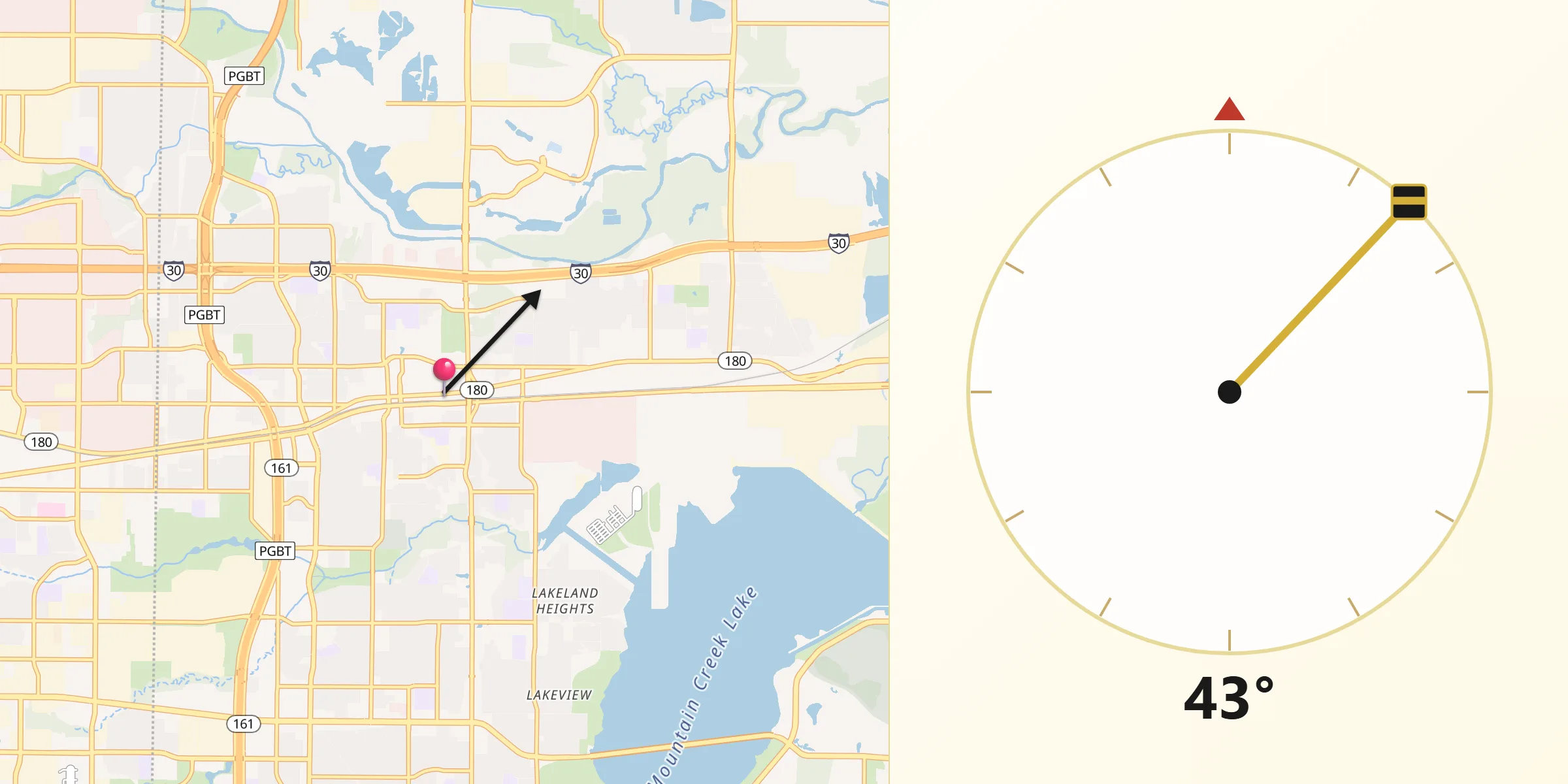 Qibla Direction from Grand Prairie