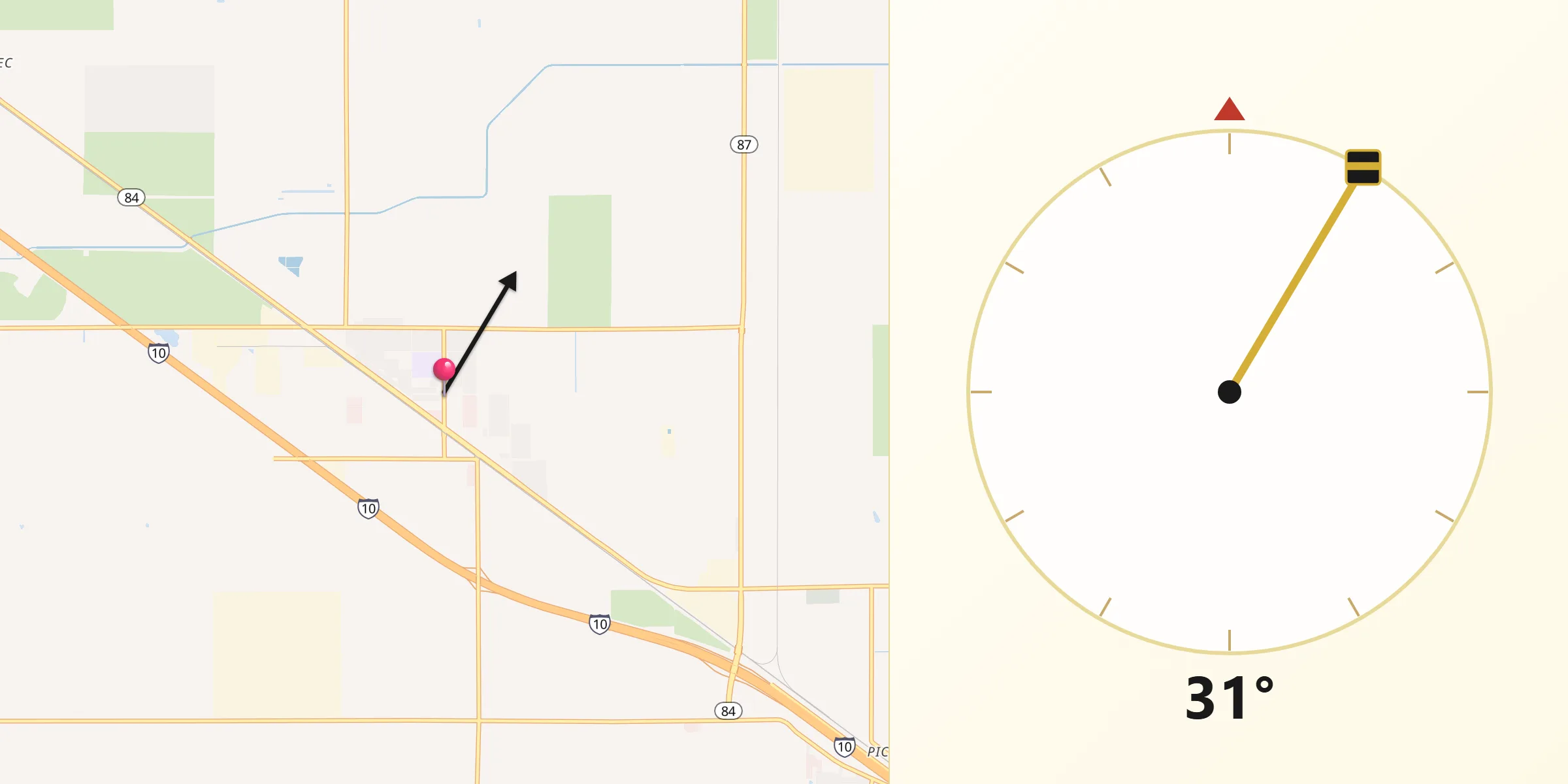 Qibla Direction from Eloy