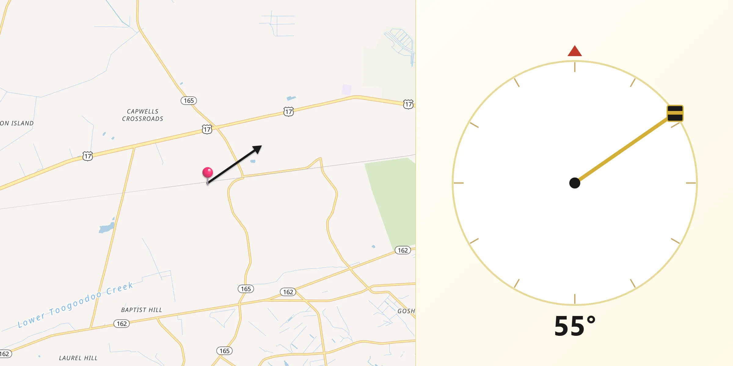 Qibla Direction from Ravenel