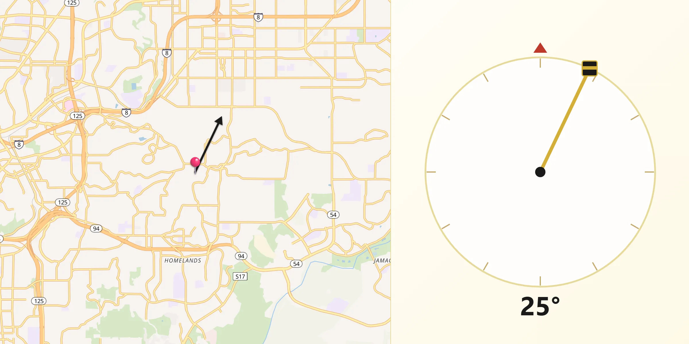 Qibla Direction from Casa de Oro-Mount Helix