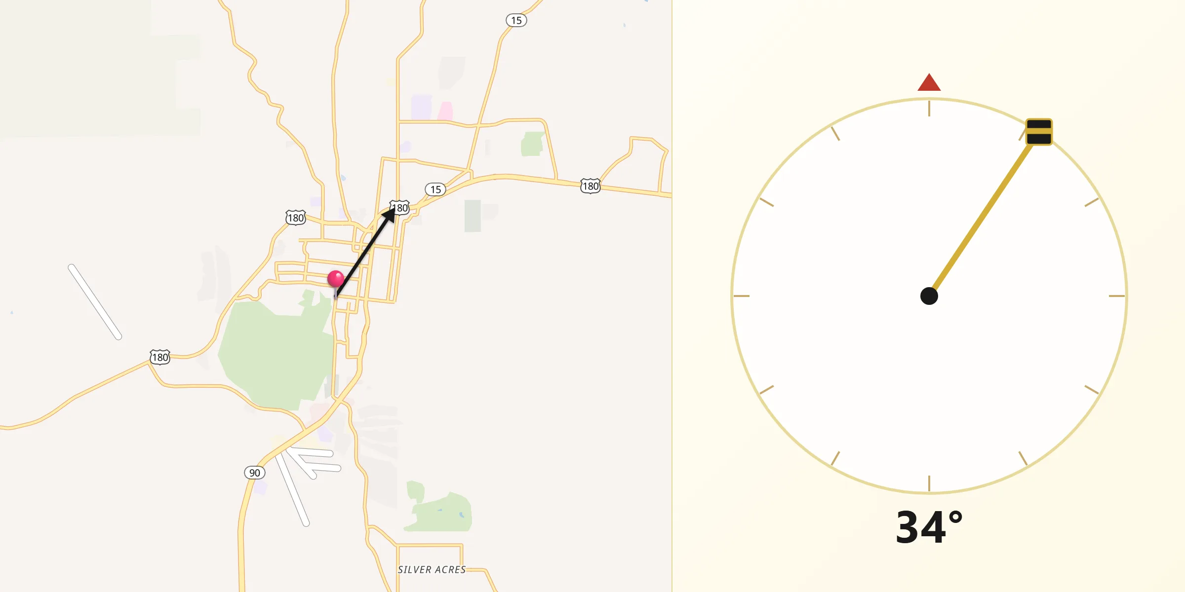 Qibla Direction from Silver City