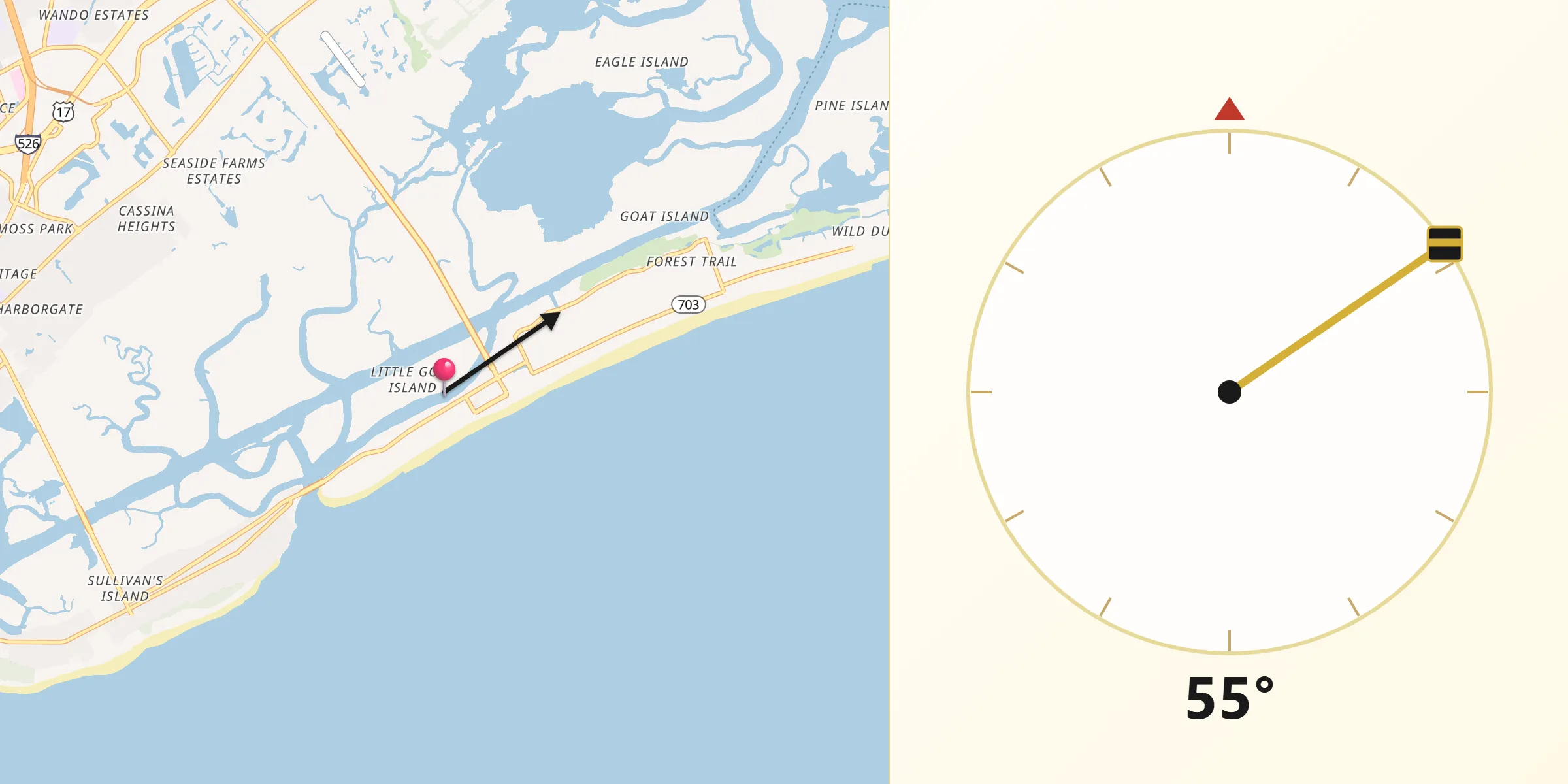 Qibla Direction from Isle of Palms
