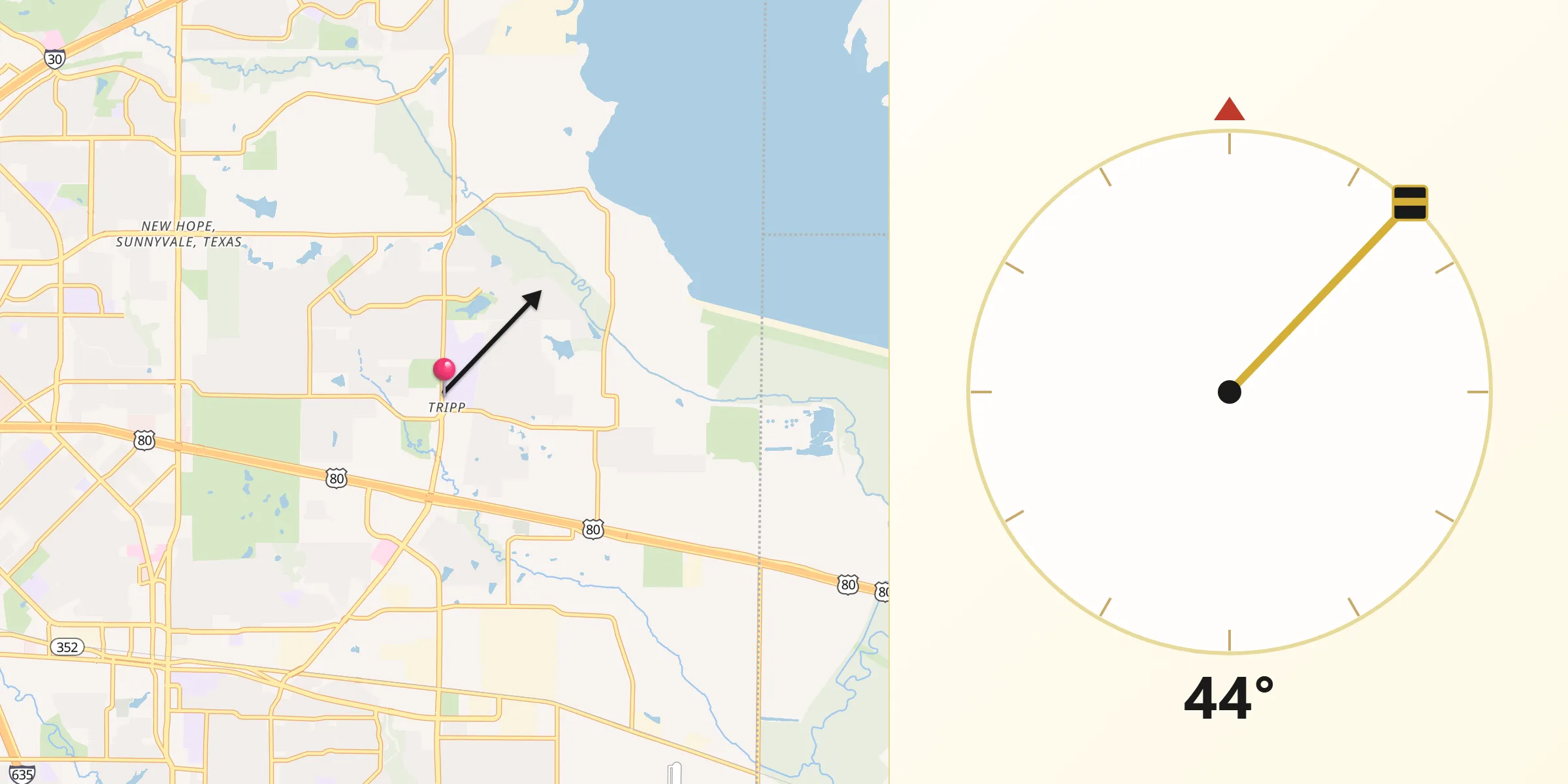 Dirección de la Qibla desde Sunnyvale