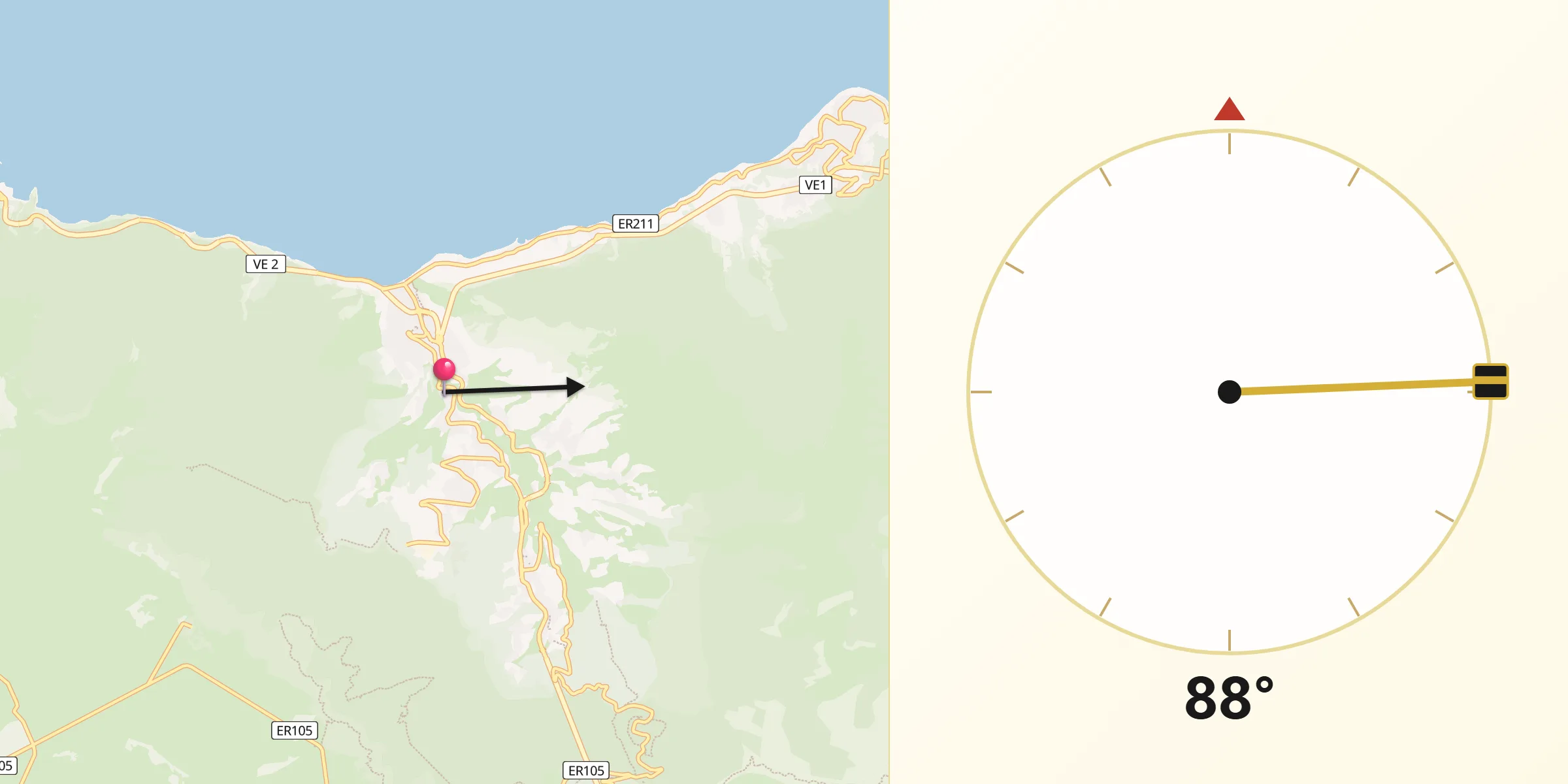 Direção da Qibla a partir de São Vicente