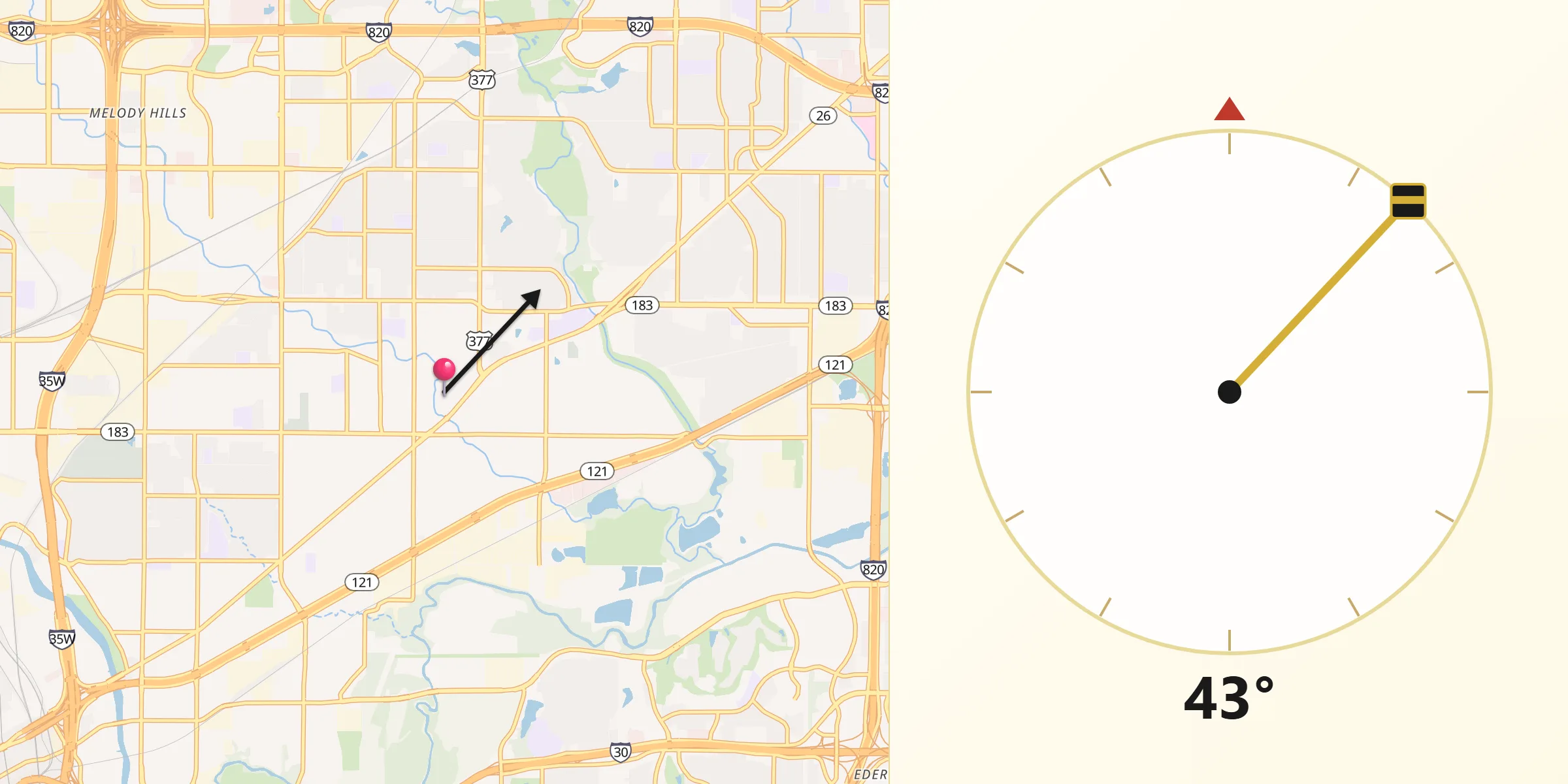 Qibla Direction from Haltom City