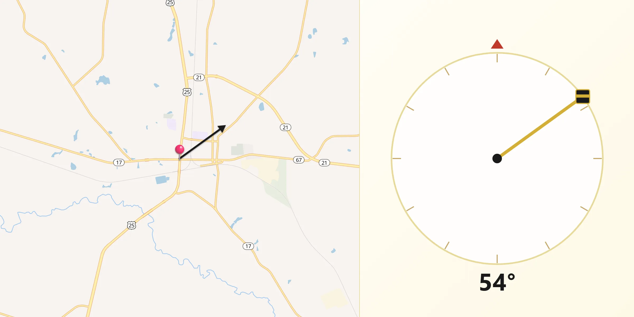 Qibla Direction from Millen