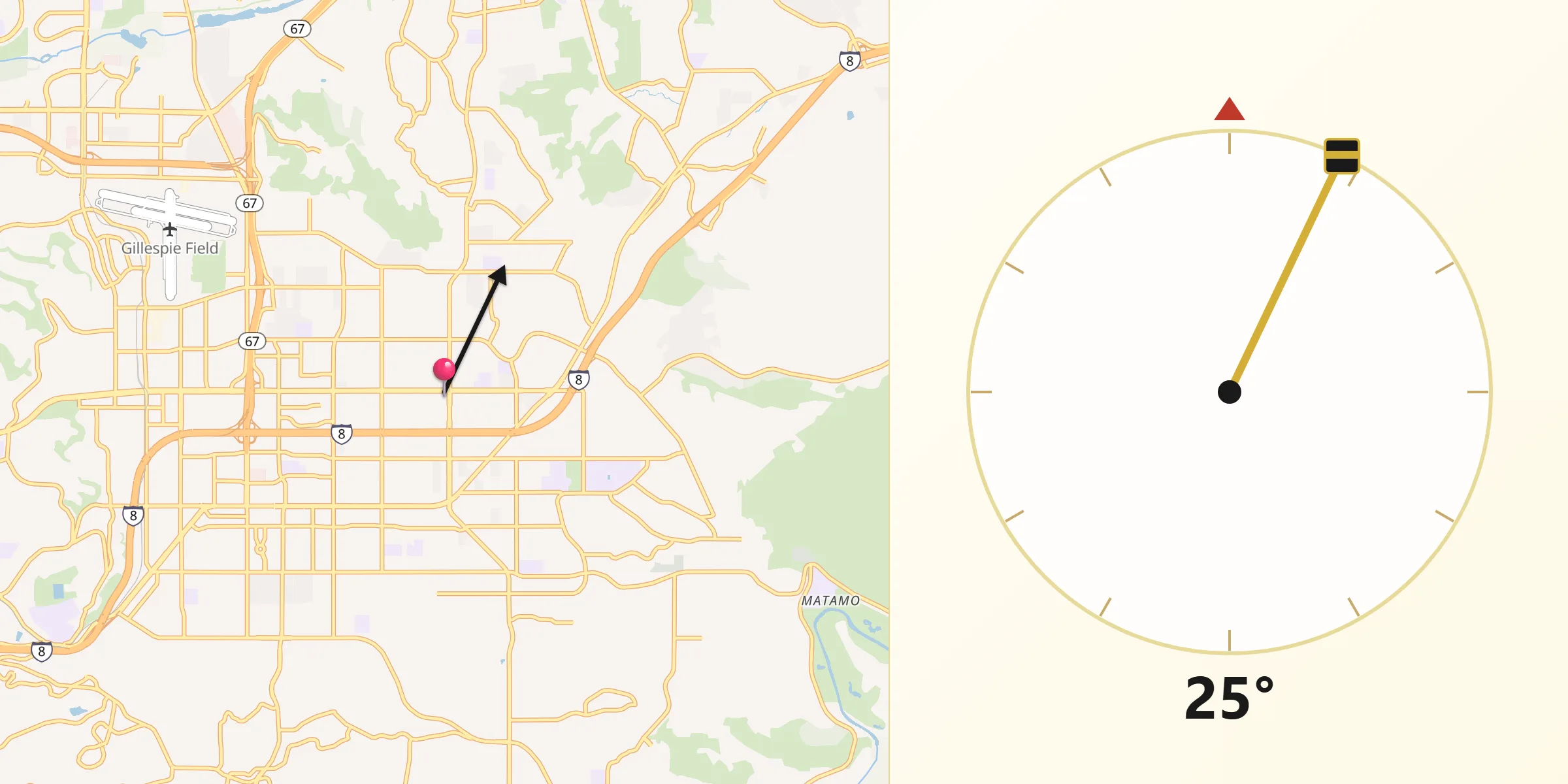 Qibla Direction from Bostonia
