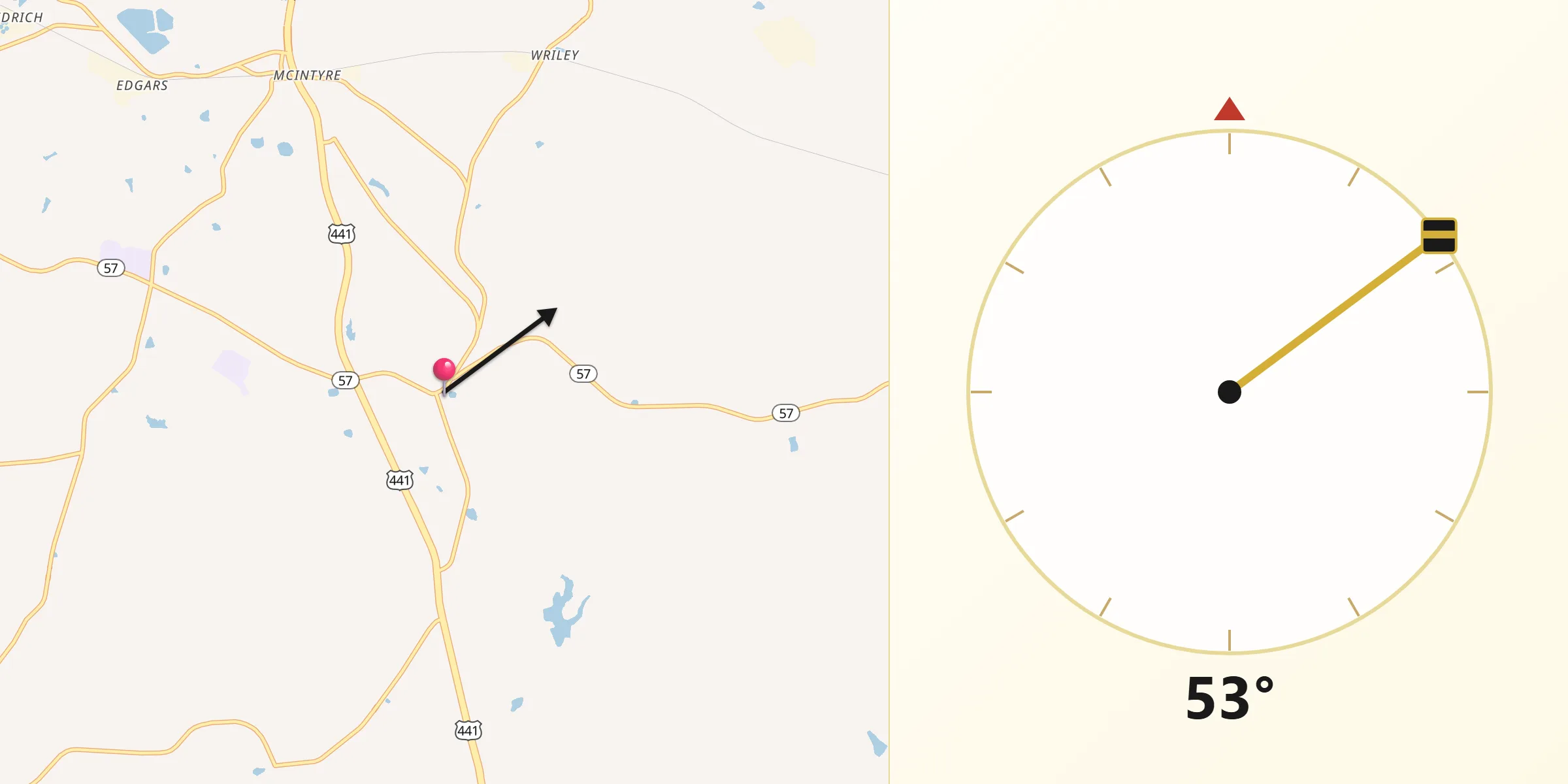 Qibla Direction from Irwinton