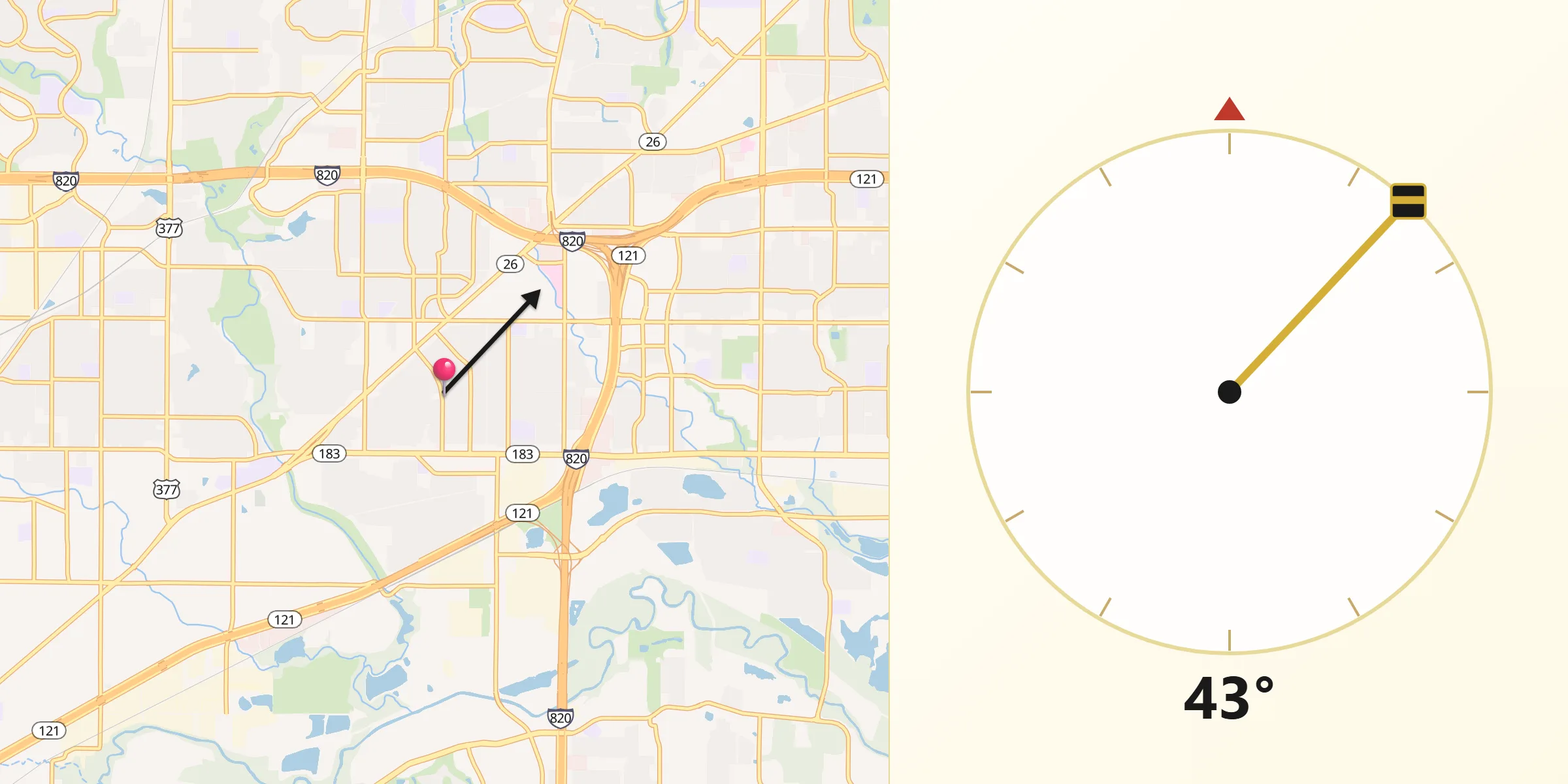 Qibla Direction from Richland Hills