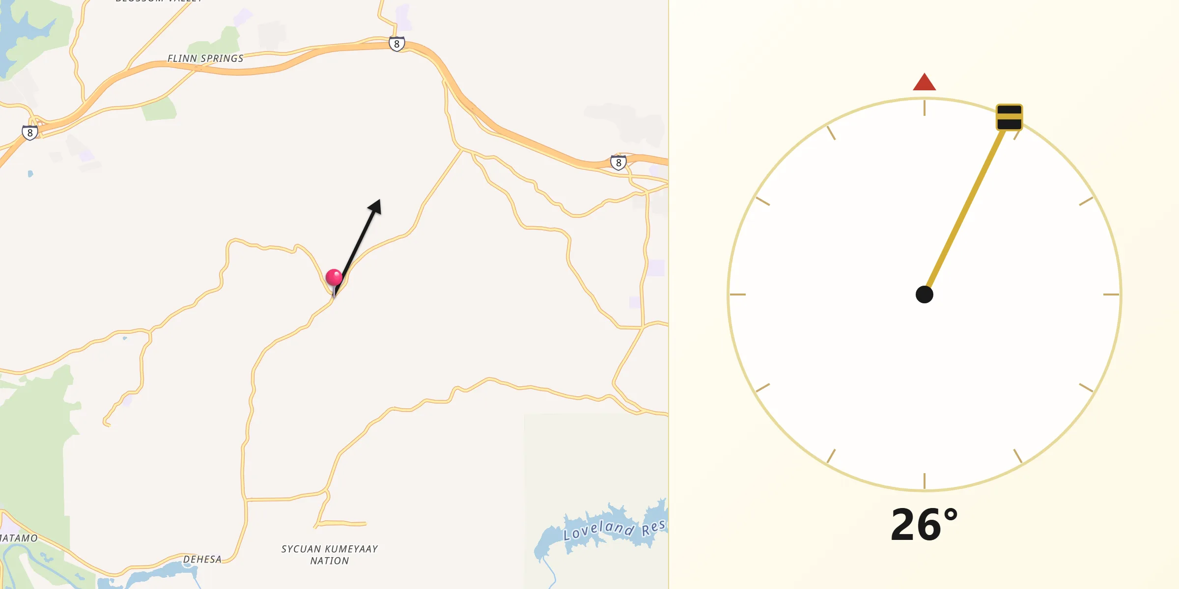 Qibla Direction from Harbison Canyon