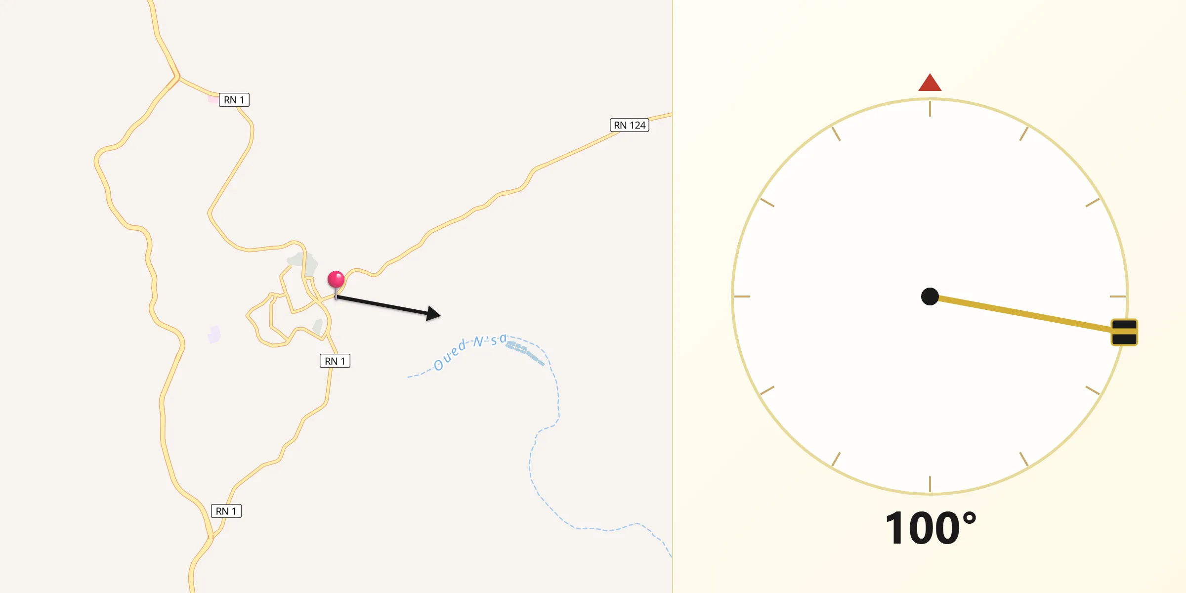 Direction vers la Qibla depuis Berriane