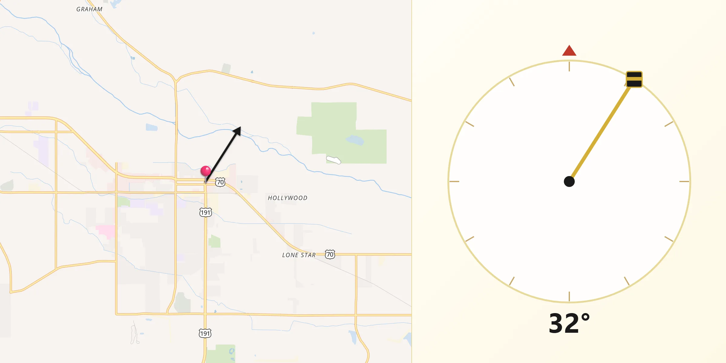 Qibla Direction from Safford