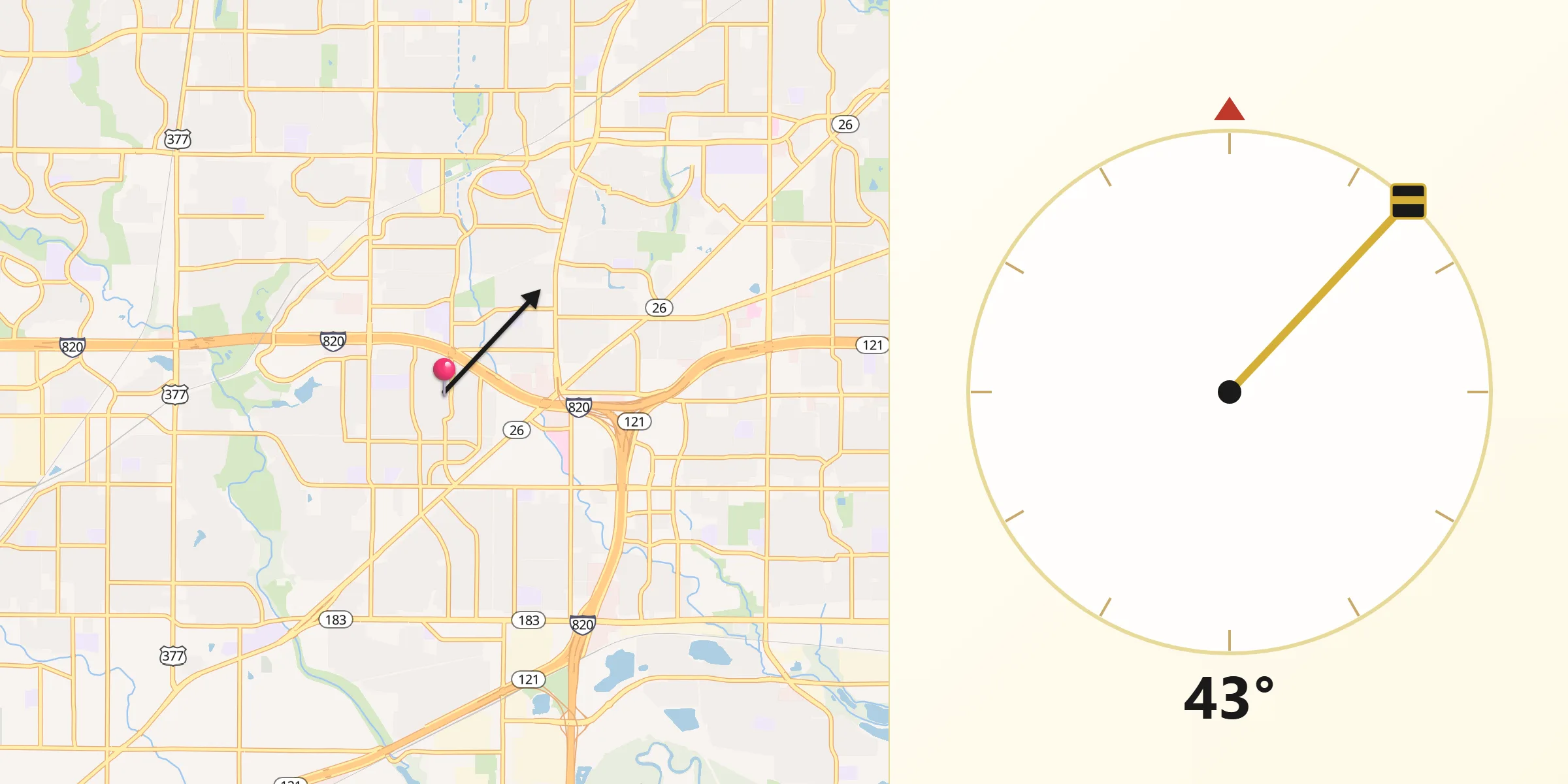 Qibla Direction from North Richland Hills