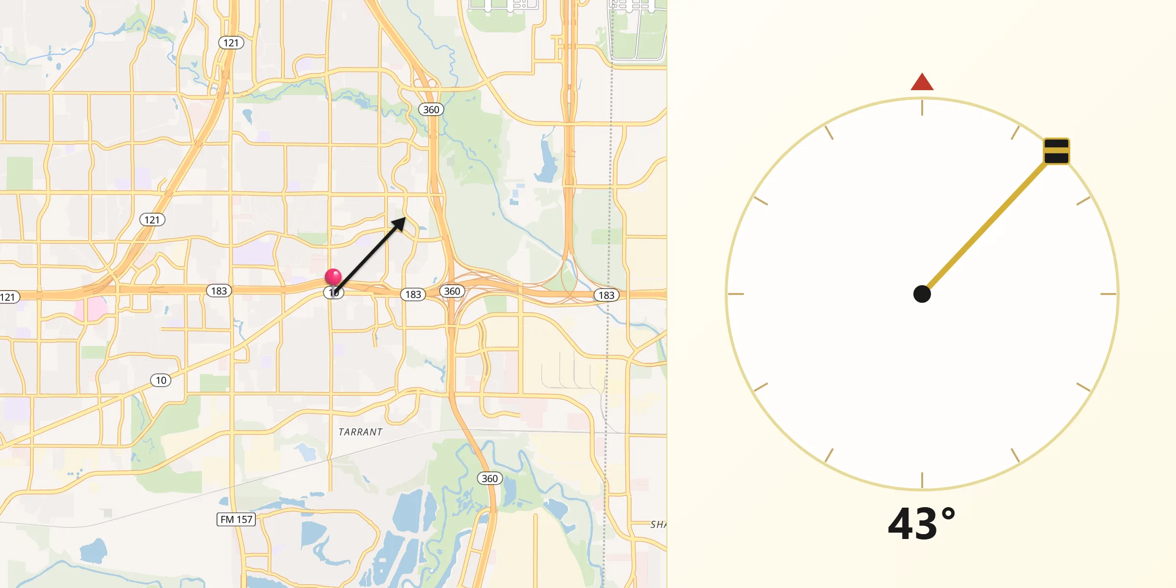 Qibla Direction from Euless