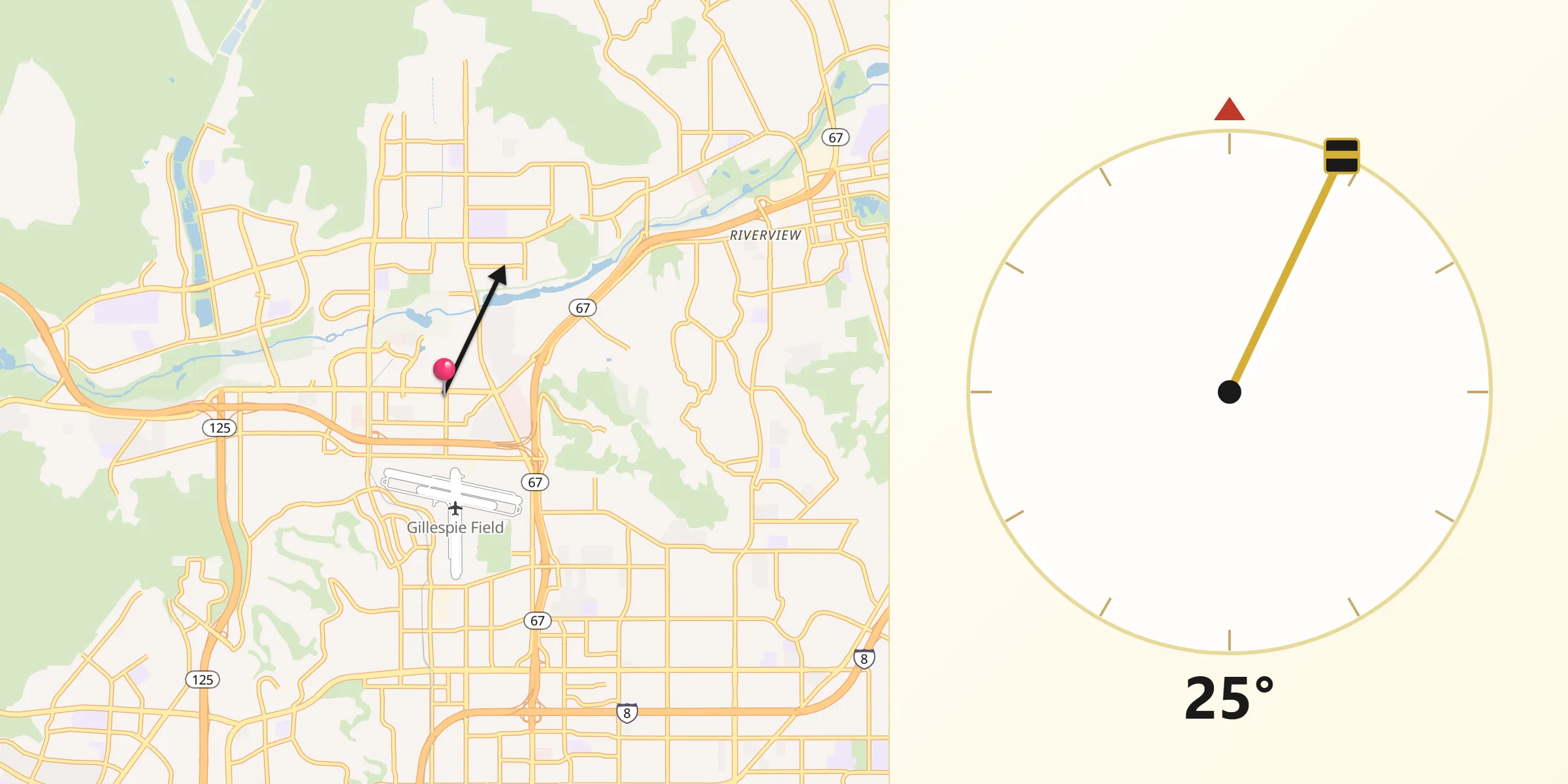 Qibla Direction from Santee