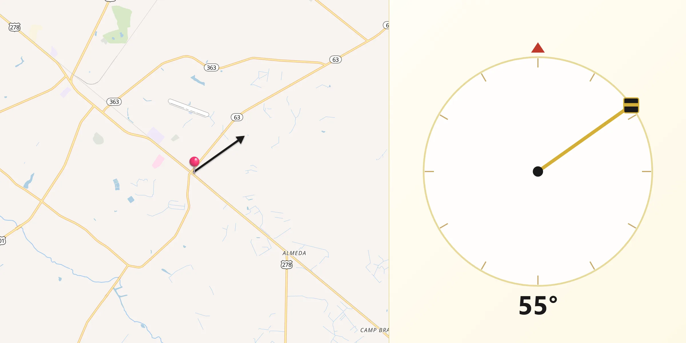 Qibla Direction from Varnville