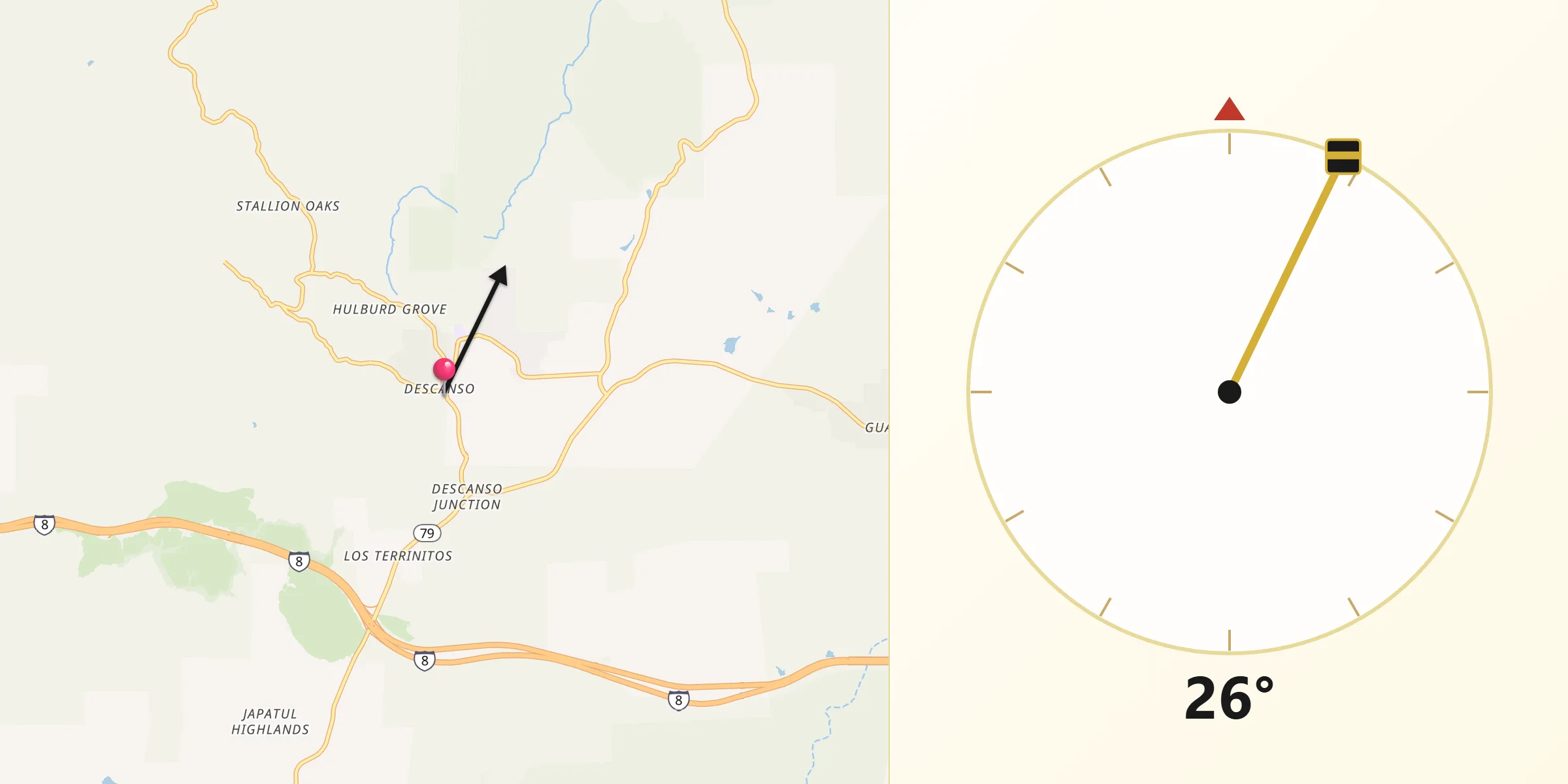 Qibla Direction from Descanso