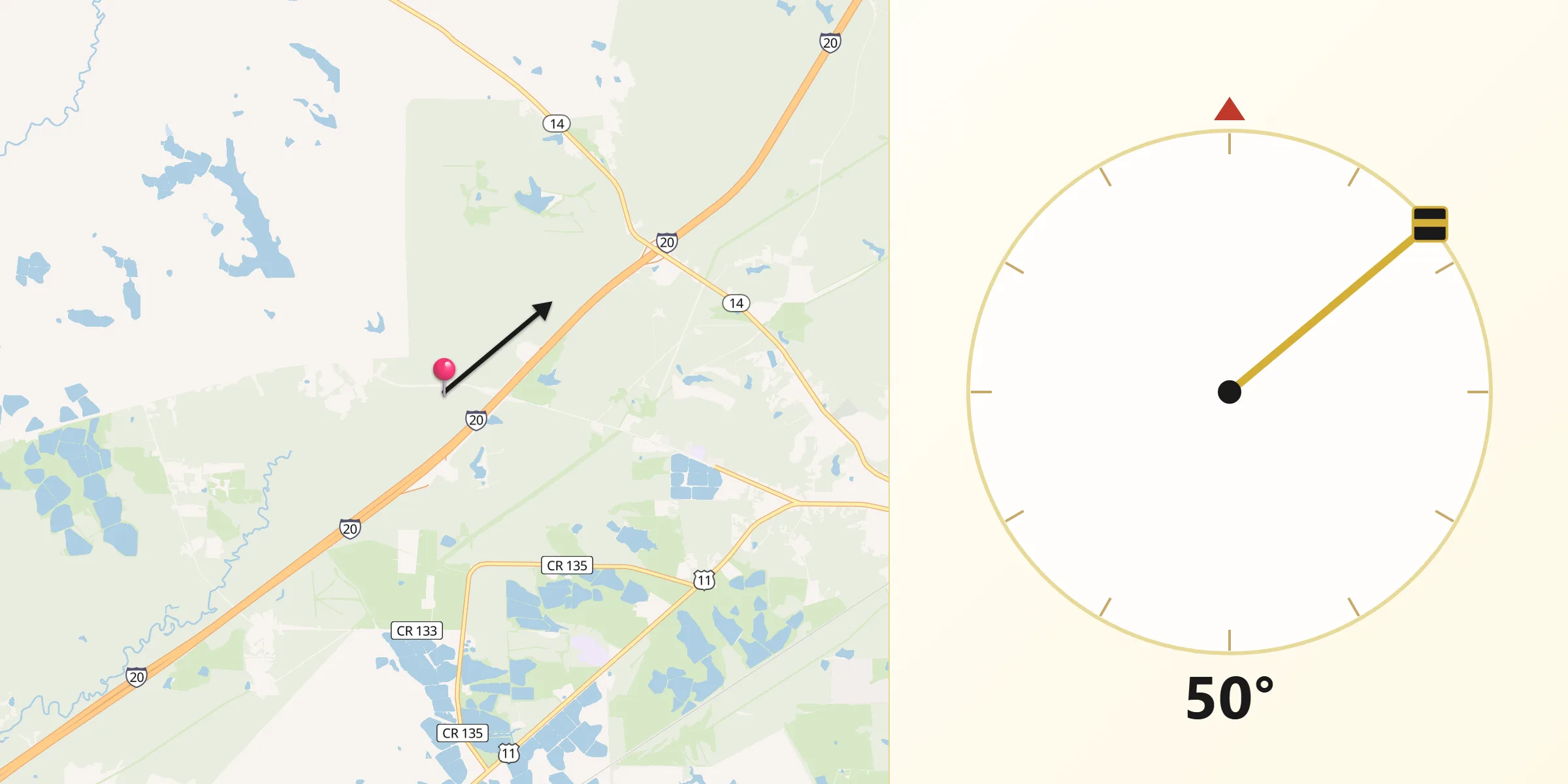 Qibla Direction from Greene County