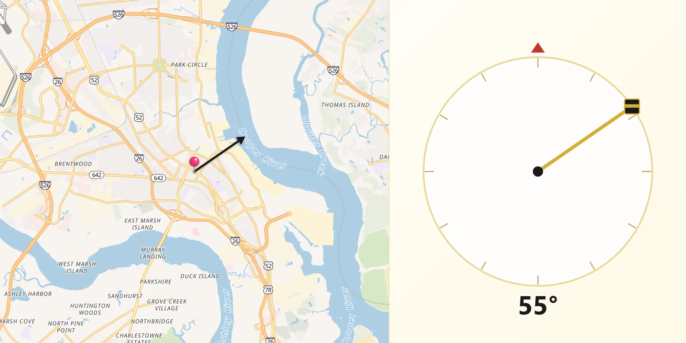 Qibla Direction from North Charleston