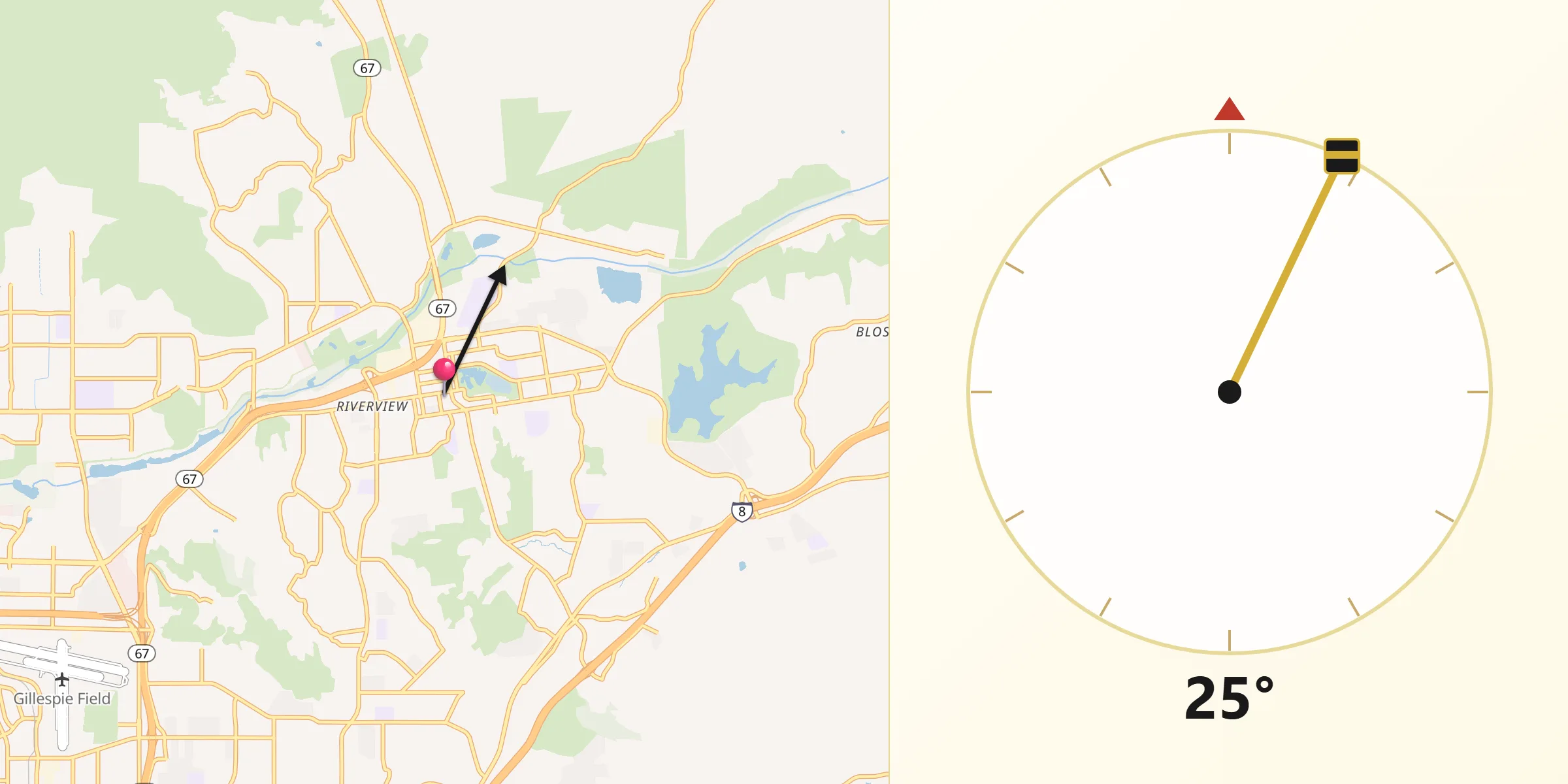 Qibla Direction from Lakeside