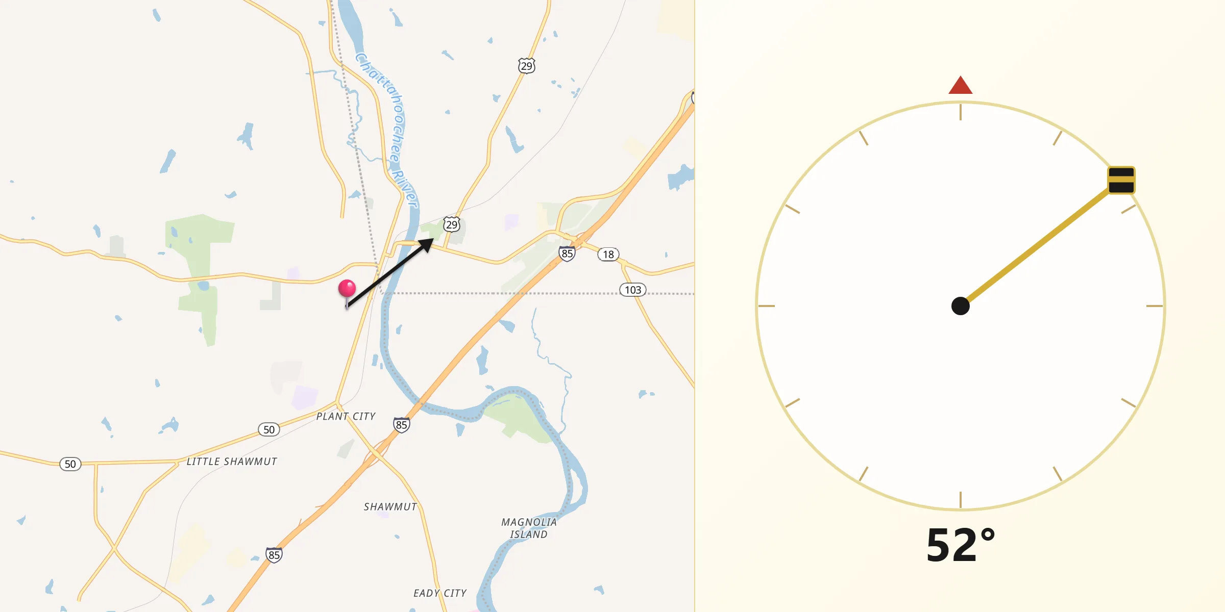 Qibla Direction from Lanett