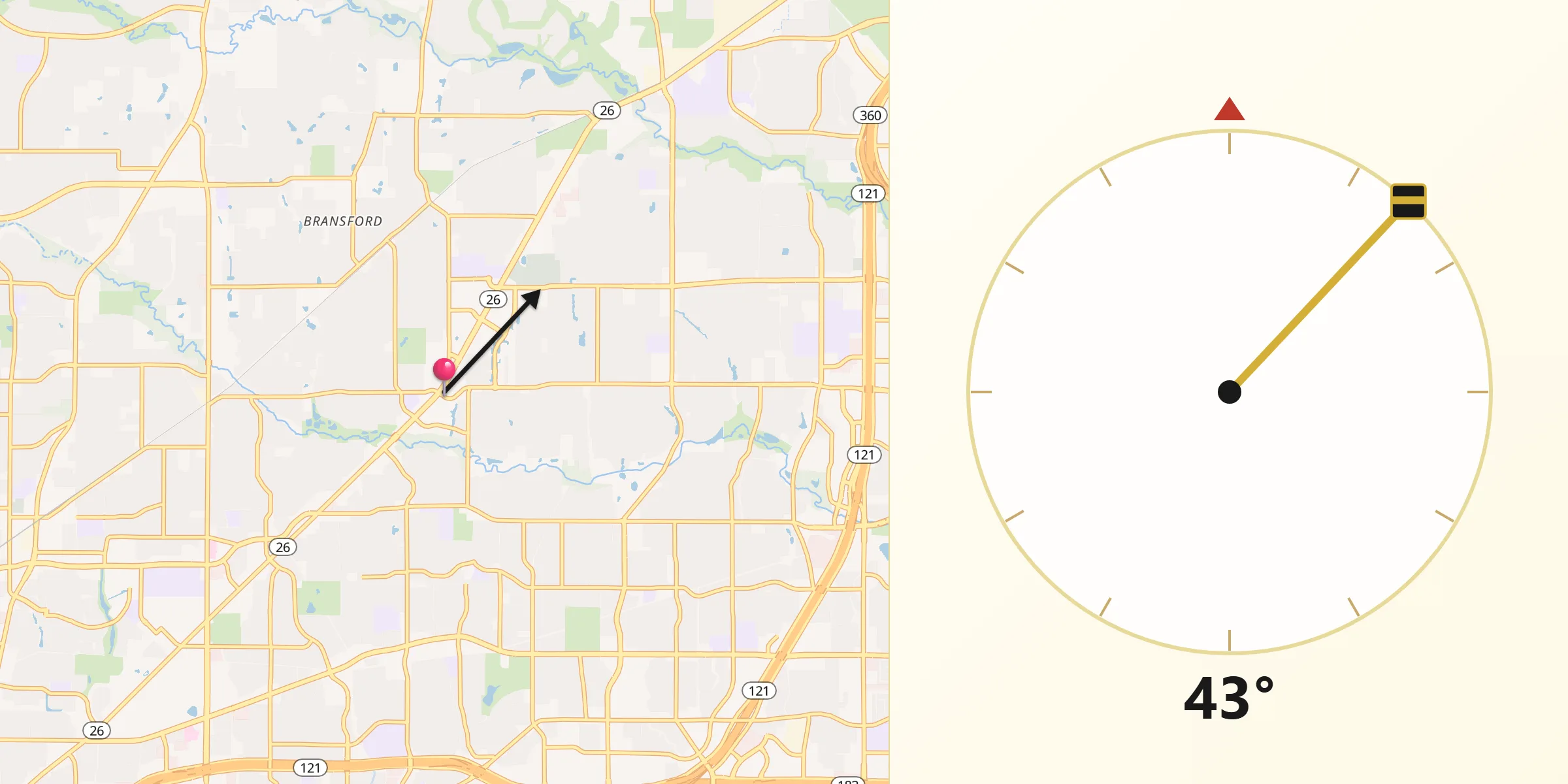Qibla Direction from Colleyville