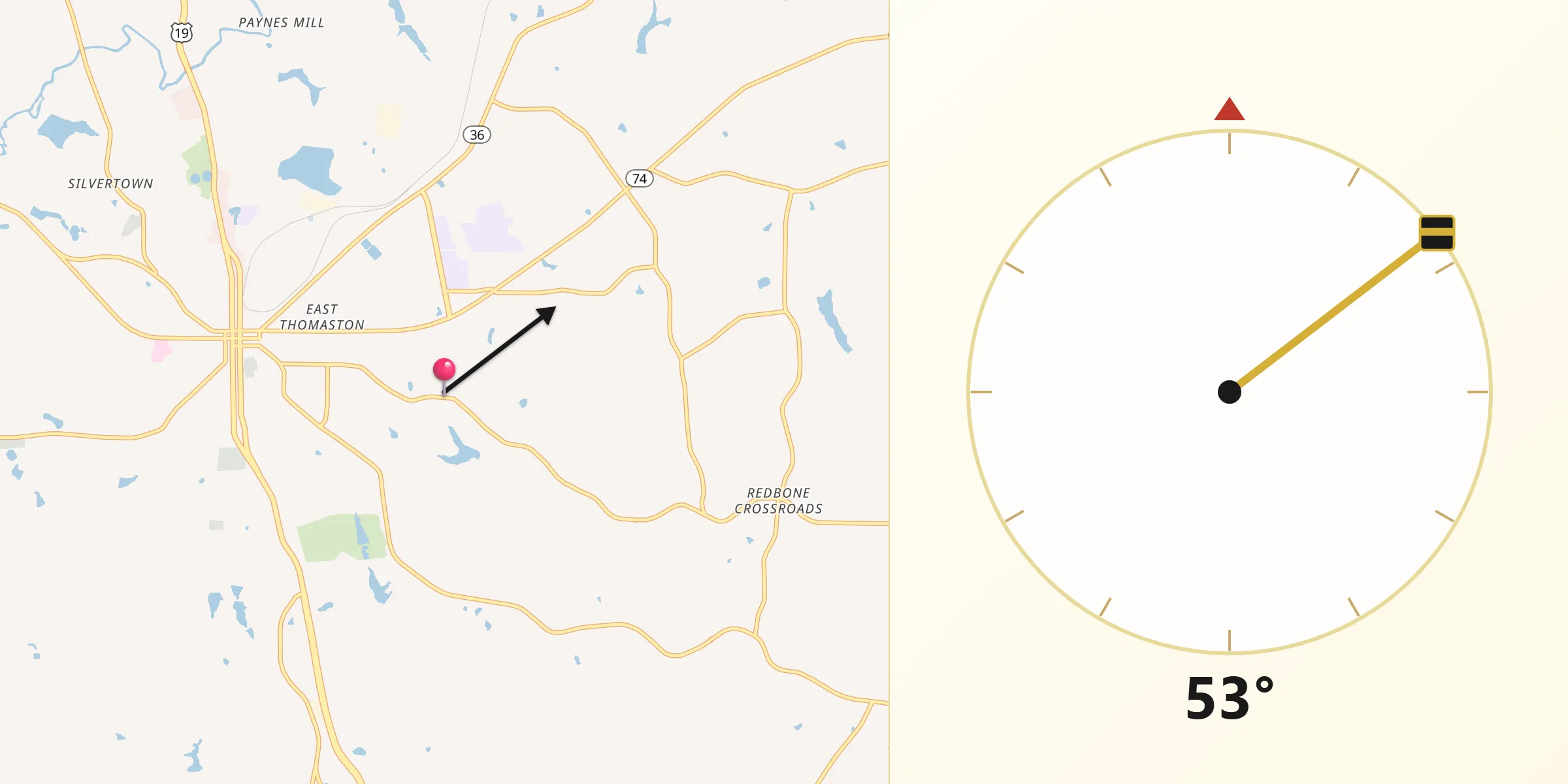 Qibla Direction from Upson