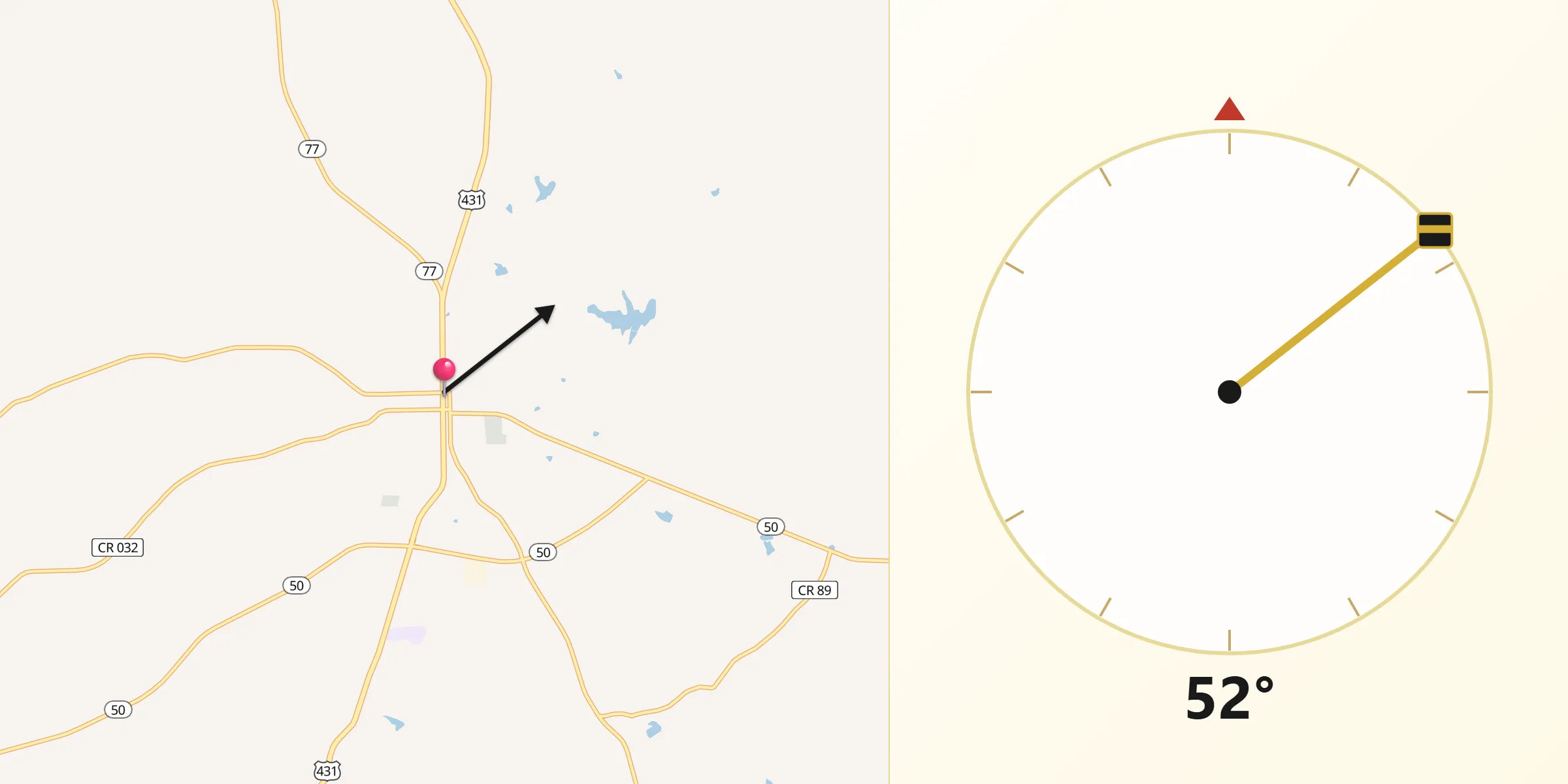 Qibla Direction from Lafayette