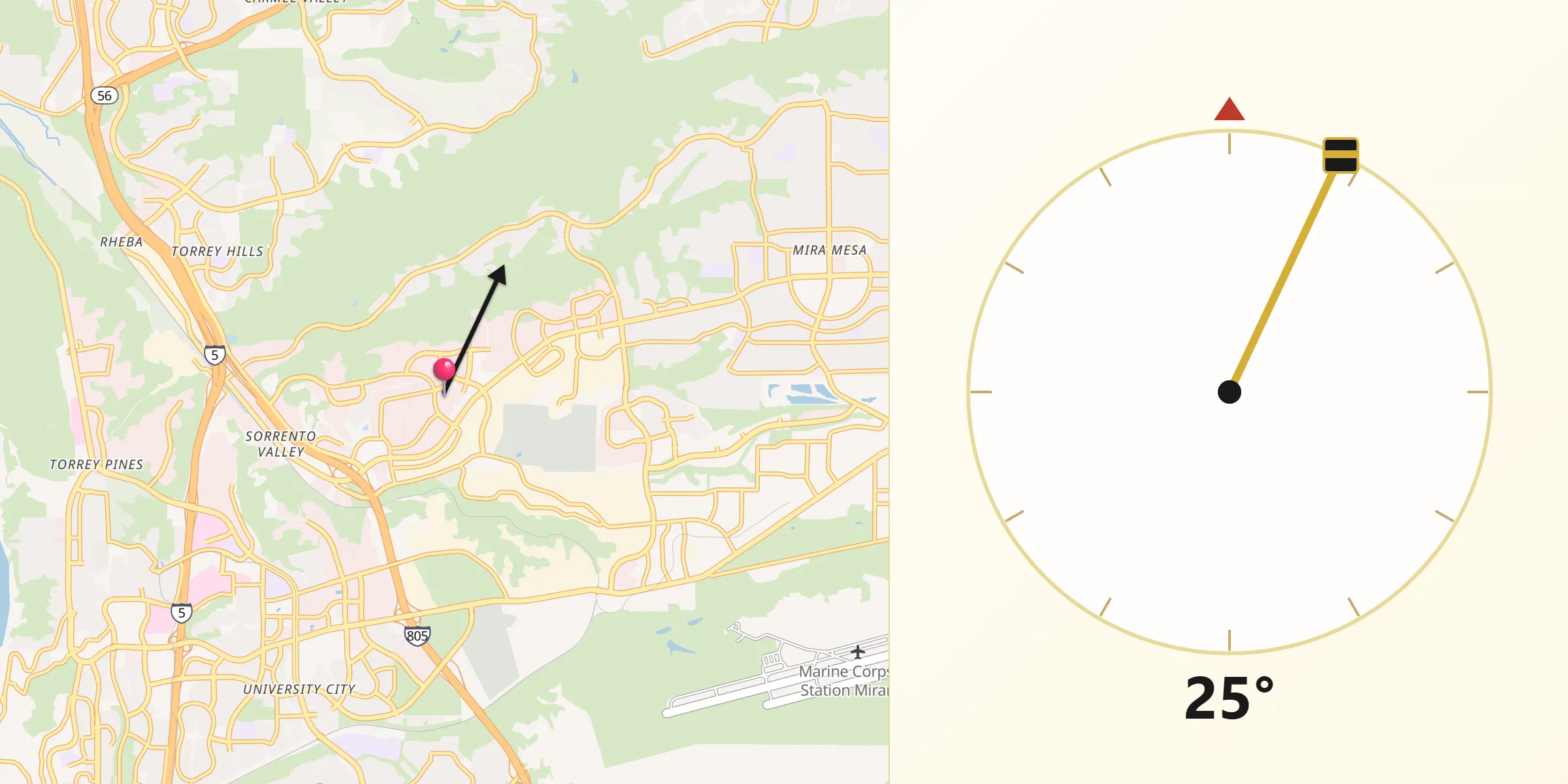 Qibla Direction from Sorrento Valley