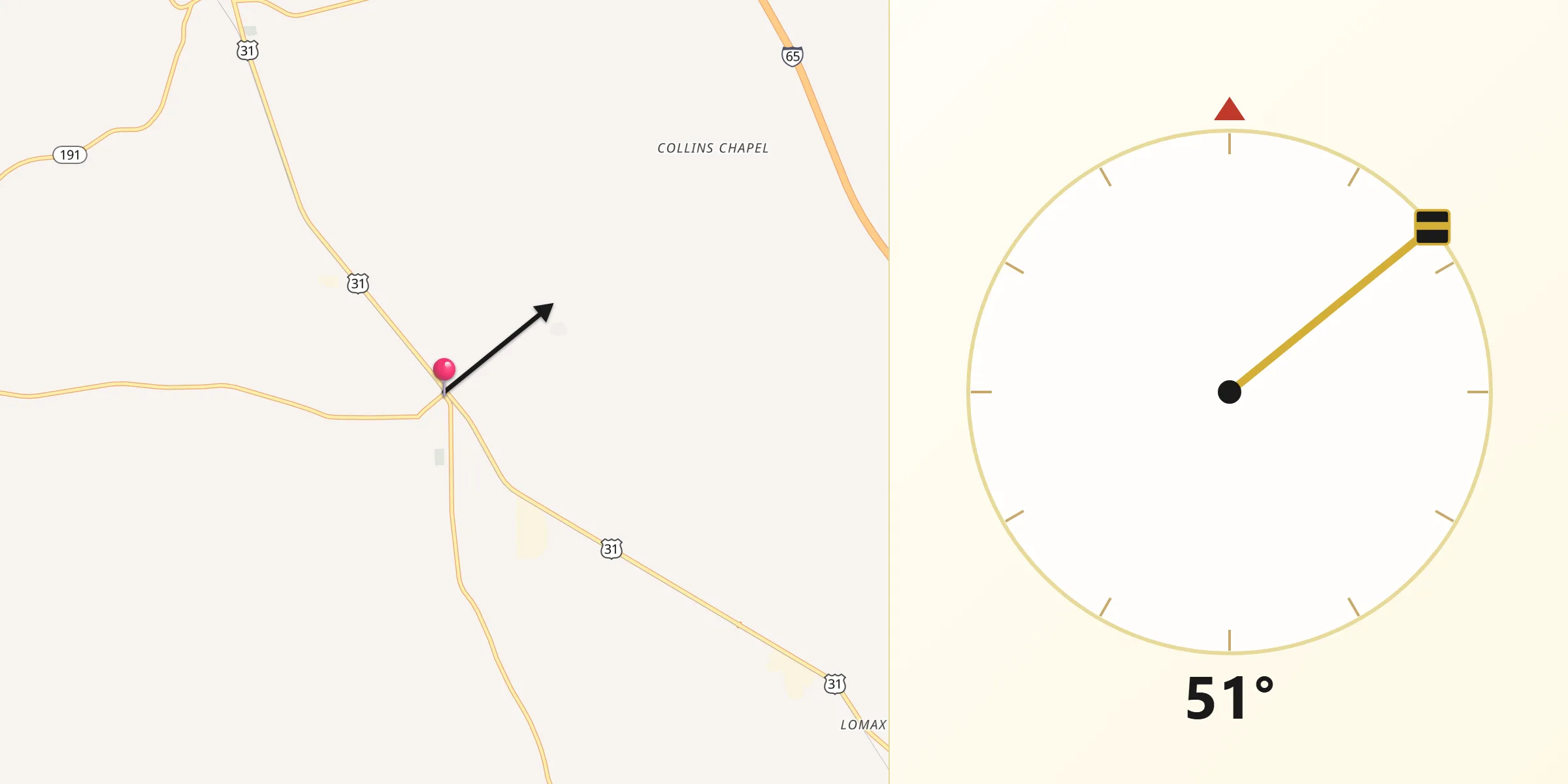 Qibla Direction from Thorsby