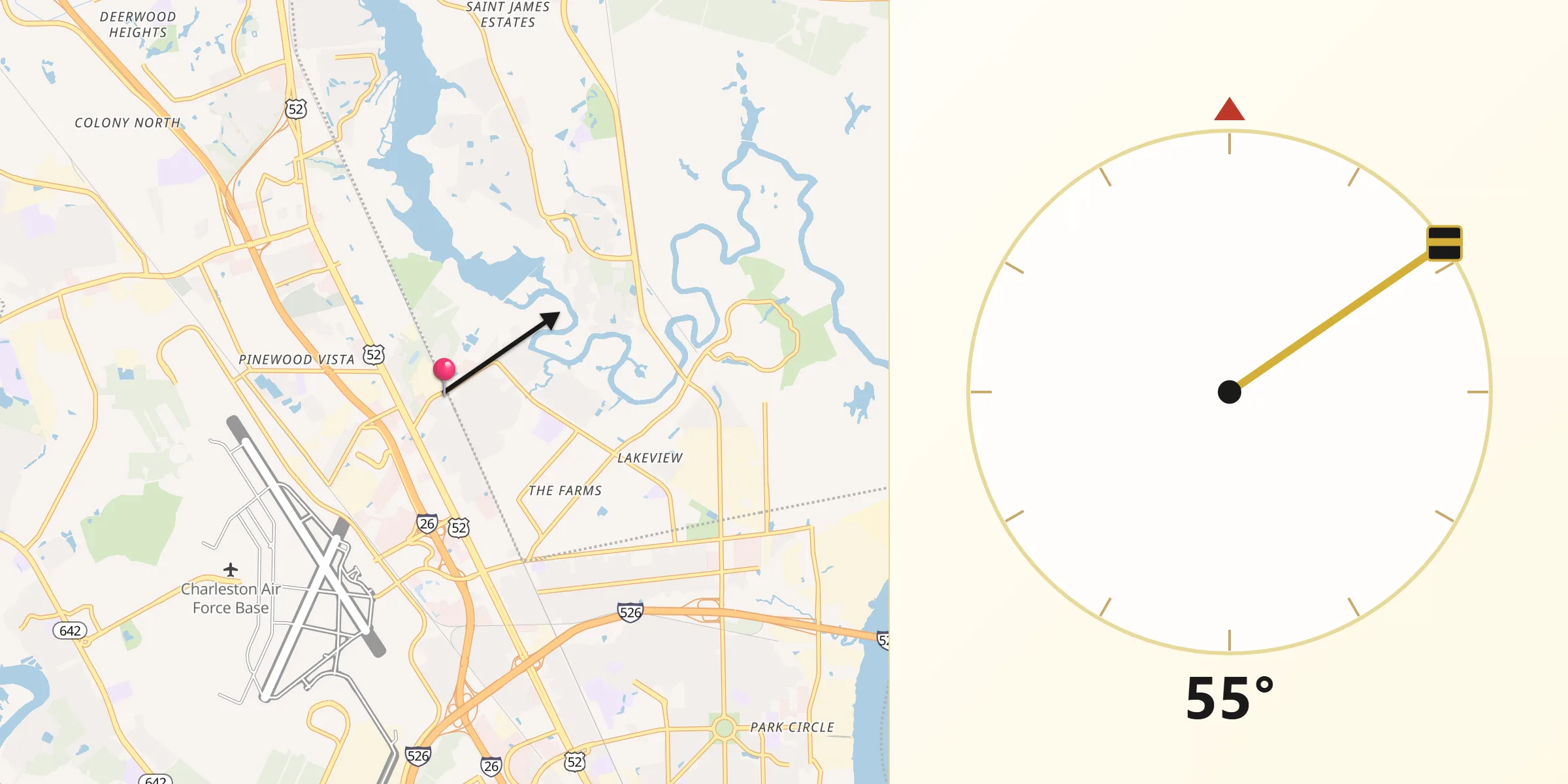 Qibla Direction from Hanahan