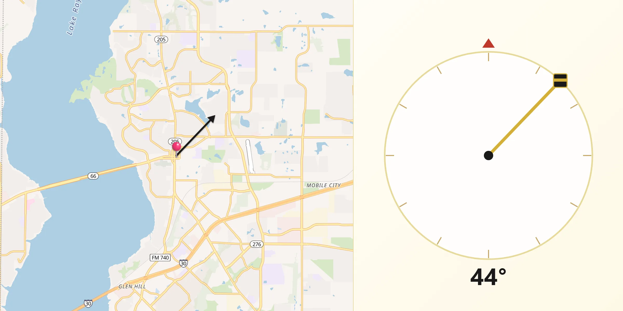 Qibla Direction from Rockwall